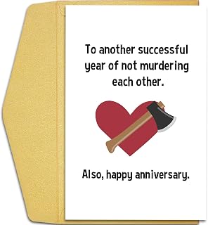 Qiliji Funny Anniversary Card for Him Her, Humorous Wedding Anniversary Card for Couple Parents, Happy Anniversary Card for Husband Wife, Another Successful Year Of Not Murdering Each Other