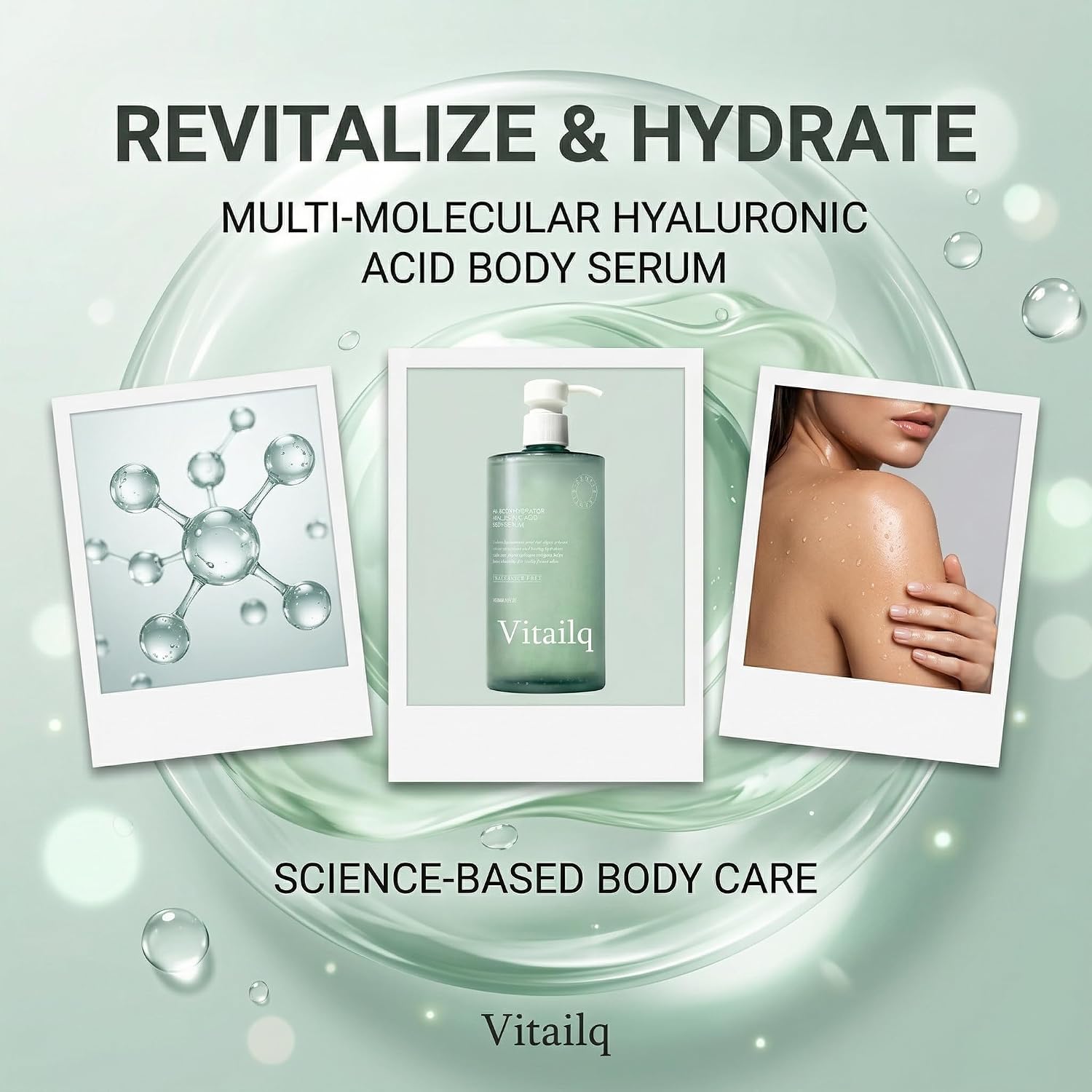 Vitailq Ha Hydrating Body Serum, Body Hydrator Hyaluronic Acid Body Serum, Lightweight Fast-Absorbing Body Care for Deep Hydration & Silky,Non-greasy Skin