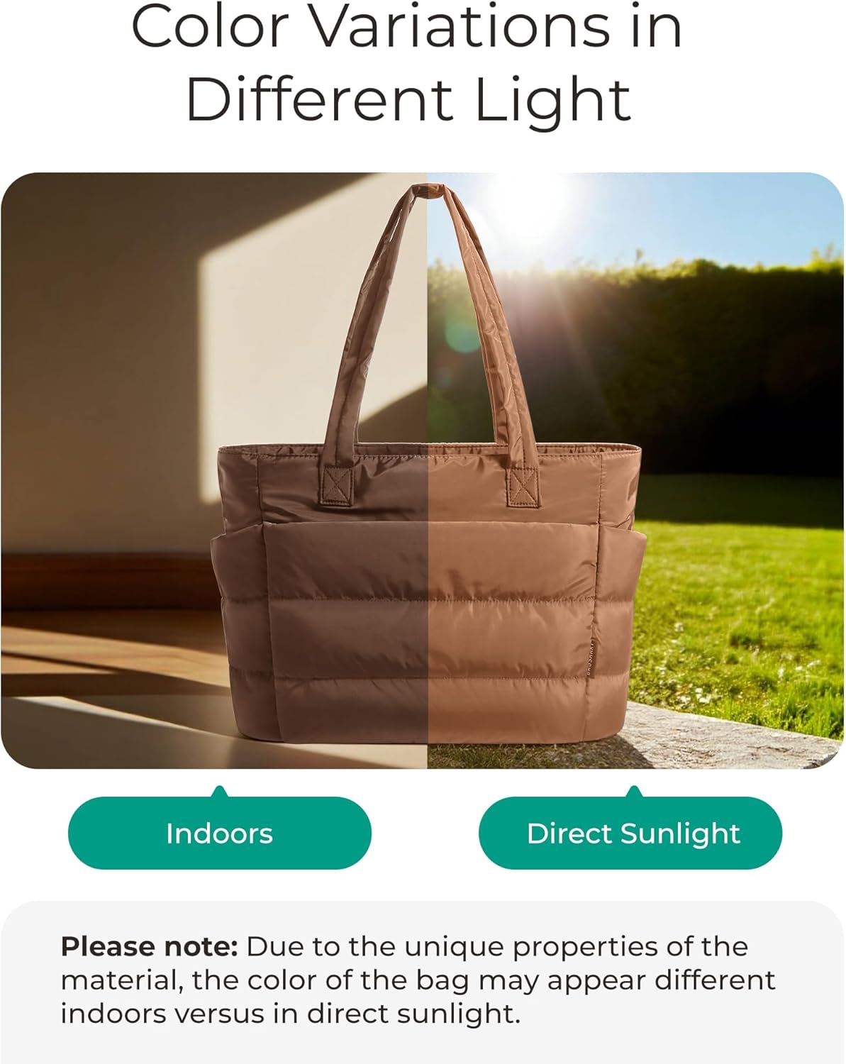 BAGSMART Tote Bag for Women, Lightweight Puffy Tote Bag with Compartments Shoulder Bag Handbag for Travel, Work, Gym | Lightweight, Puffy, Quilted, for Travel, Work - Image 4