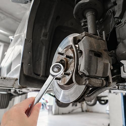 Miniatura 9 de Llave de trinquete de 2 piezas, juego de llaves métricas de doble extremo, llave de trinquete métrica de 0.551 in, llave de engranajes de acero de