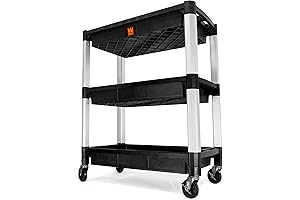 WEN 73163 Three-Tray 300-Pound Capacity Triple Decker Service and Utility Cart -...