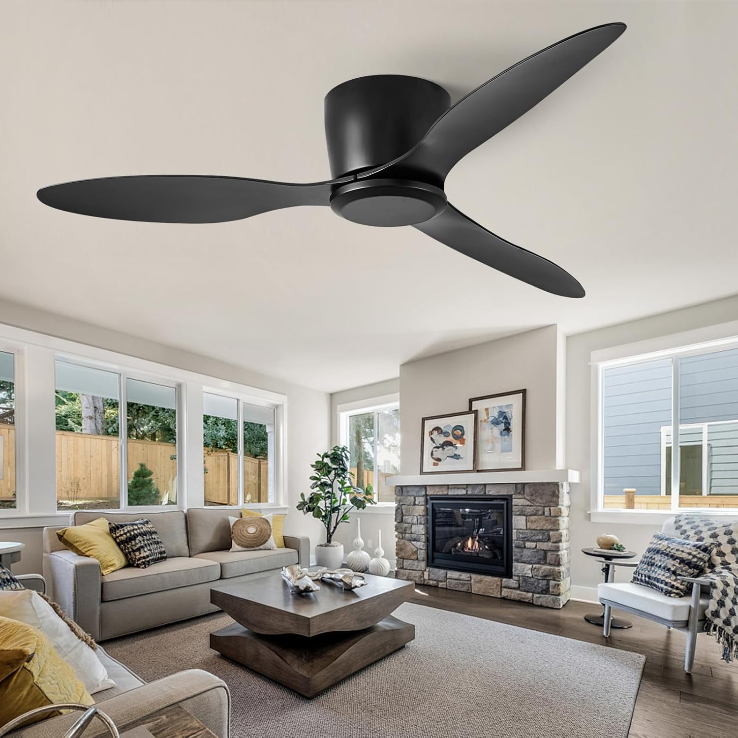 Ceiling Fans No Light with Remote Control Flush Mount 42 Inch Black Low Profile Ceiling Fan Without Lights for Bedroom Kitchen Living Room Outdoor Indoor 6 Speed Reversible DC Motor FCC - Image 9