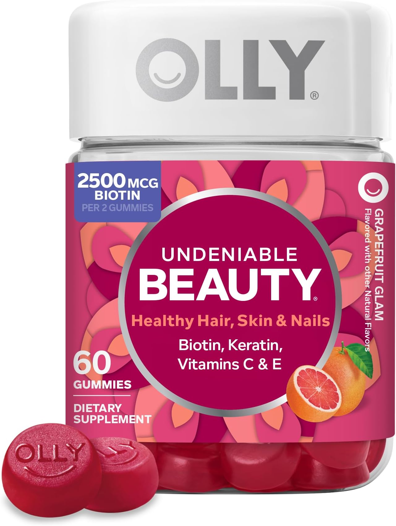 Olly, Gummy Undeniable Beauty Grapefruit Glam, 60 Count