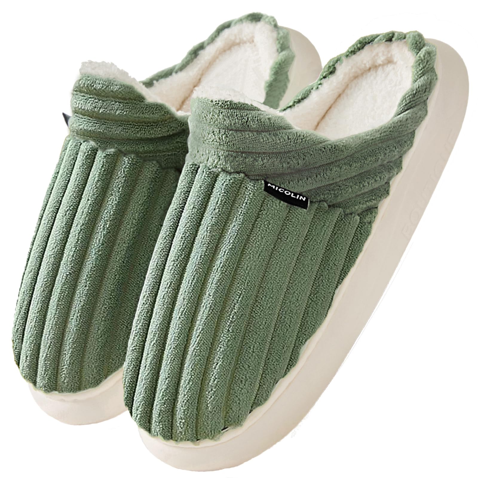 Misolin Hausschuhe Damen Winter Wärme Cord Pantoffeln mit Memory-Schaum | Weiche Bequeme Plüsch Slippers, Rutschfeste Sohle, Indoor Outdoor, Ideal Als Geschenk