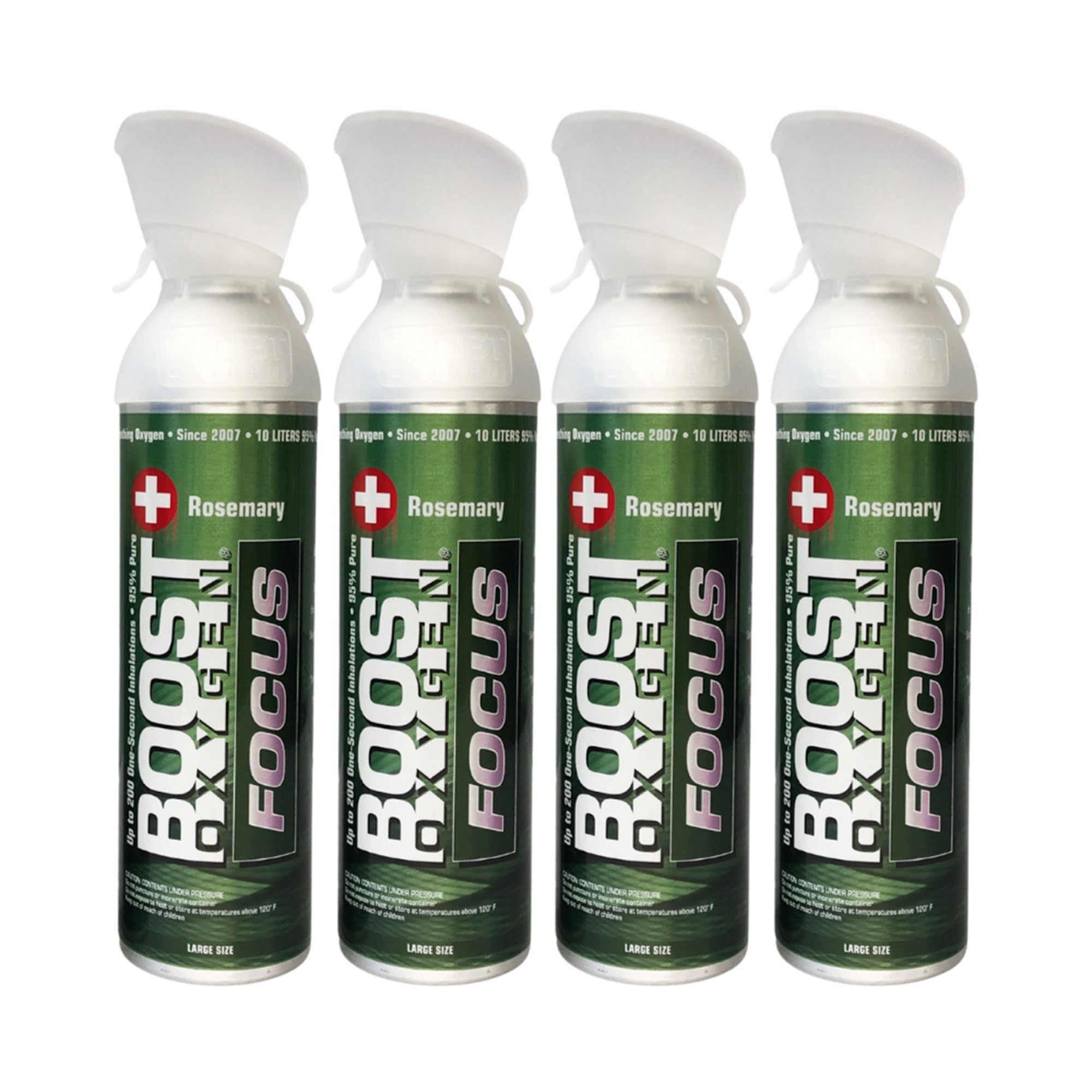 Boost OxygenLarge Focus Rosemary Aroma 10 Liter Canister | All-Natural Resiratory Support for Aerobic Recovery, Altitude, Performance and Health (4 Pack)