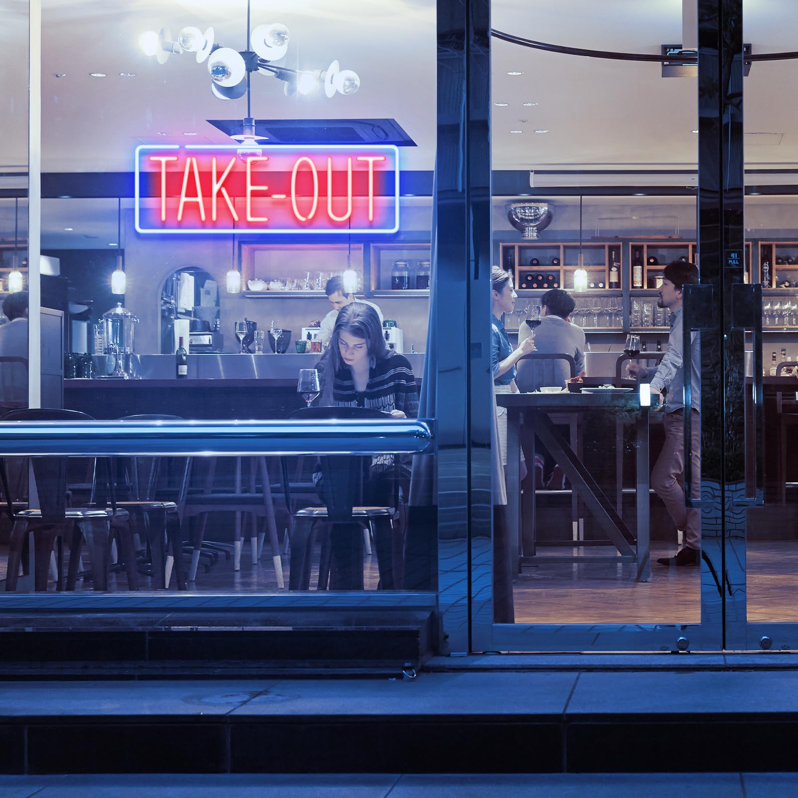 Amazon.co.jp: moweek Take Out Neon Sign - Business Shop LED ネオン
