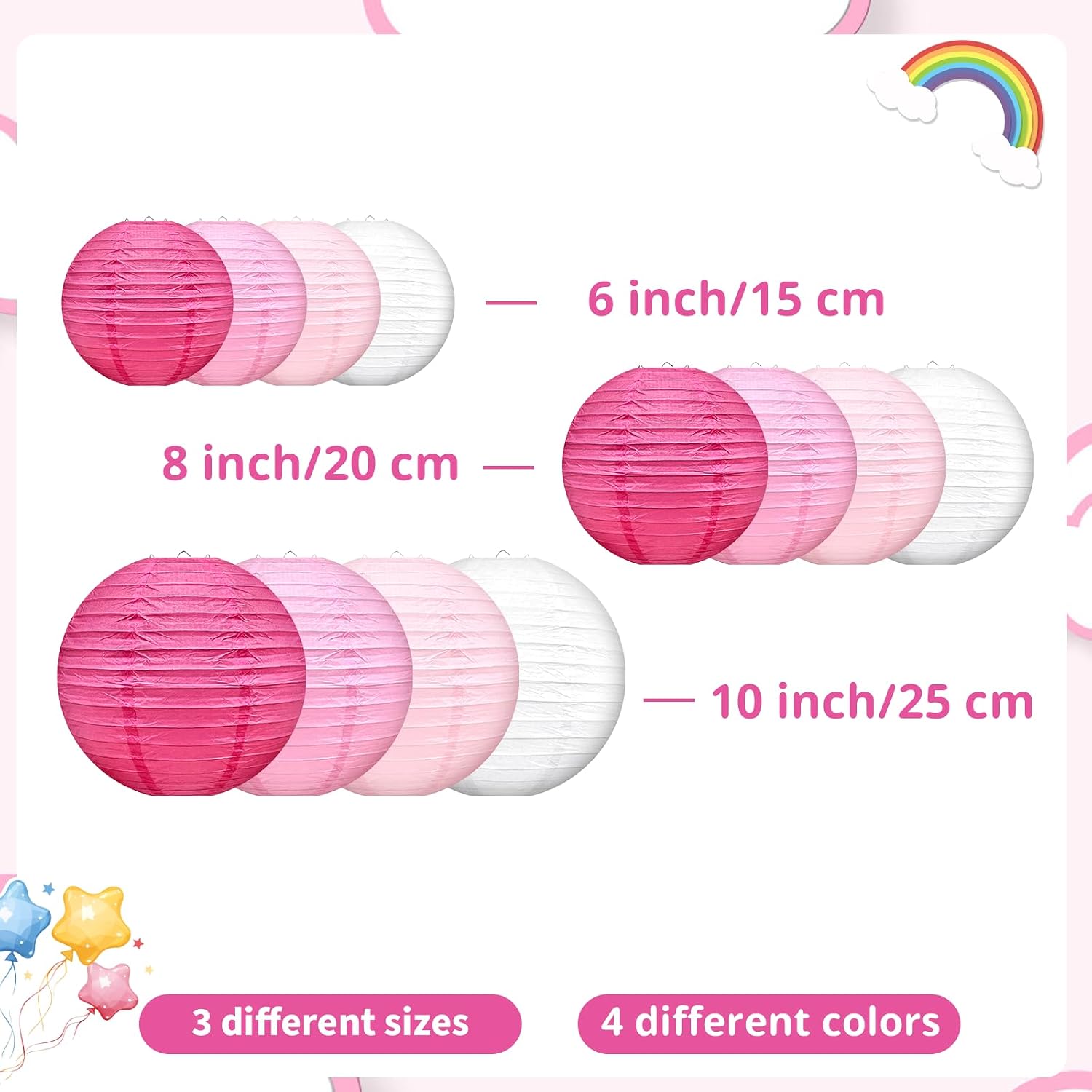 Pink Paper Lanterns Hanging Round Paper Lantern Decorative 6