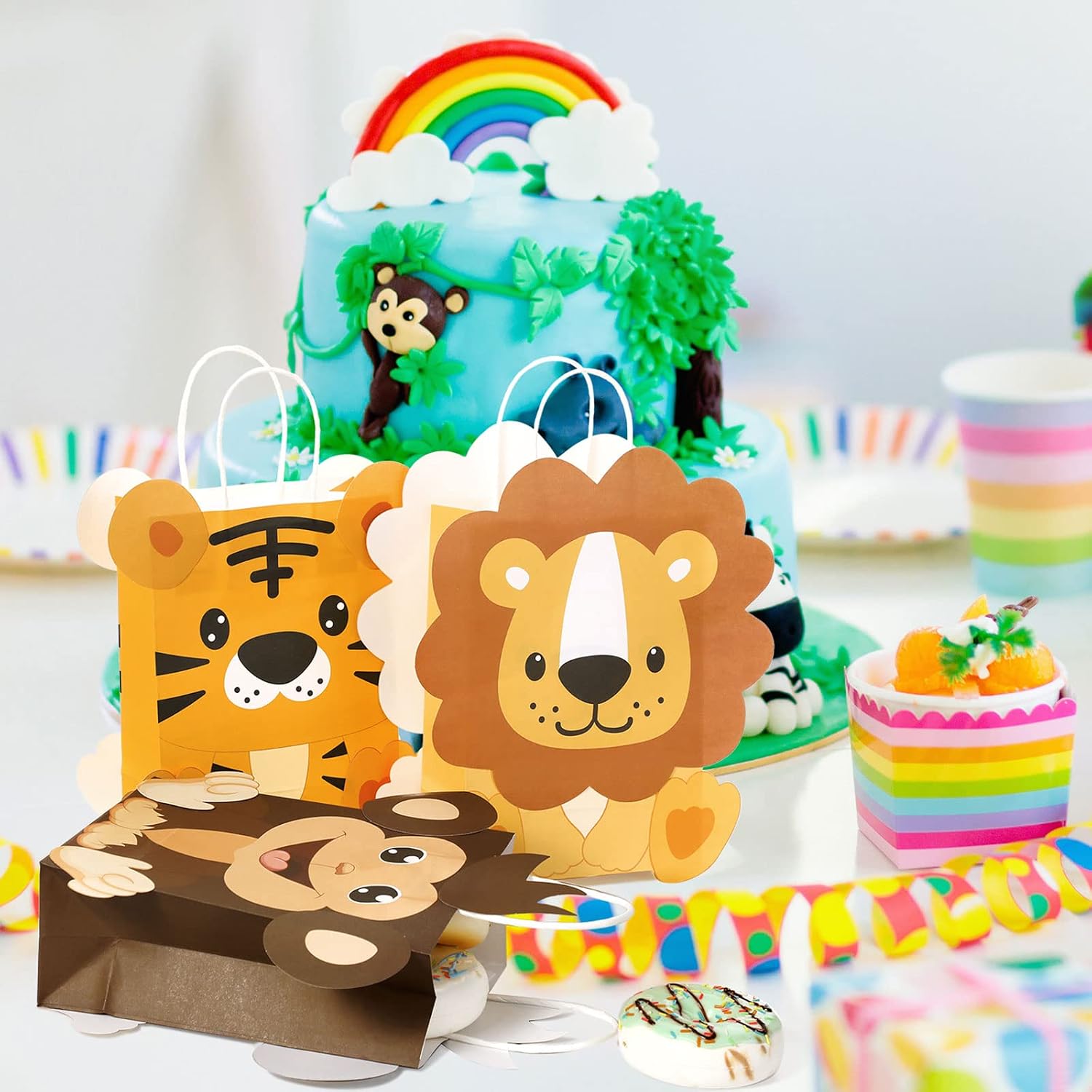 グッディーバッグ 24個 サファリ ジャングル パーティー 記念品 バッグ ハンドル付き 子供用 誕生日 【バレンタイ】 サファリ テーマ