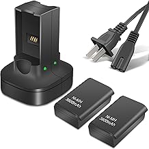 2 Pack Rechargeable Battery with Dual Charging Station Dock for Xbox 360 Controller