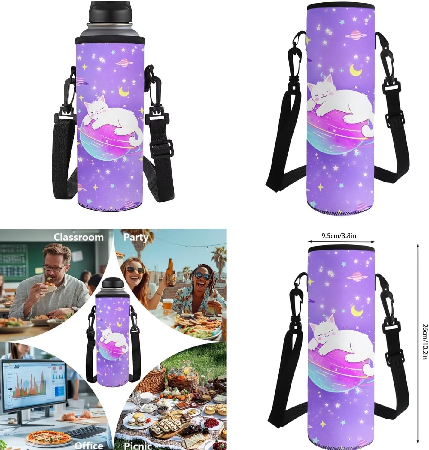 BIGCARJOB Cat Backpack for School Girls Bookbags Set - Lunch Bag Thermal Lunchbox - Durable Leather Bookmark - School Pencil Case - 5 Pack Back to School Backpack Set for 4th Grade Student