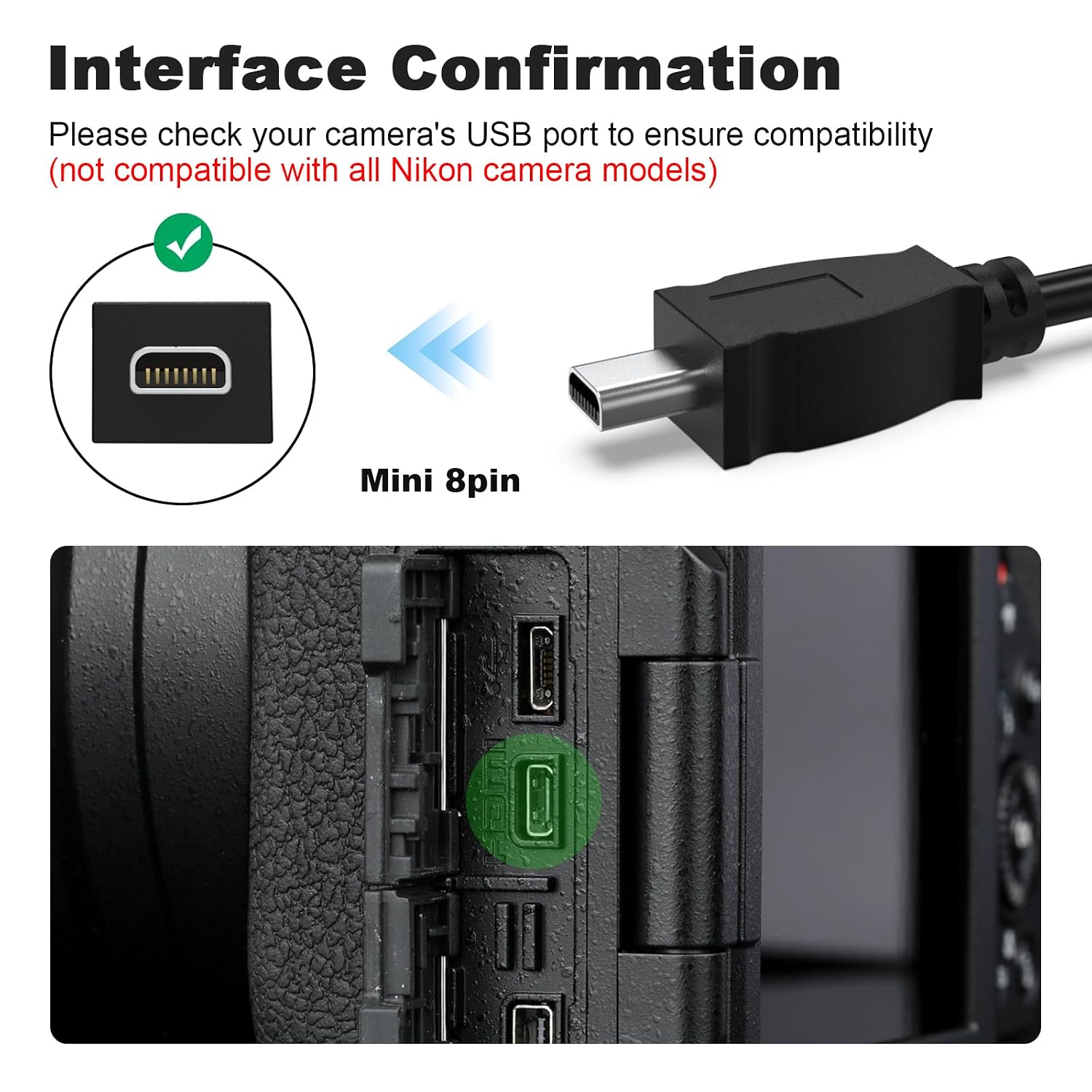 UC-E6 to USB C Cable Data Transfer Cord Compatible with Nikon Digital SLR Camera D3200, D3300, D5300, D5500, D7100, D7200, D750, Coolpix S3500, S3700 for iPhone 15/16, PC, Smartphone, MacBook