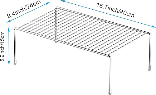 Miniatura 3 de iPEGTOP Estante organizador grande (15.7 x 9.4 pulgadas) para armario de cocina y congelador, juego de 4 estantes de alambre de metal inoxidables,