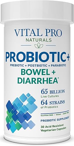 Vital Pro Naturals - Probióticos intestinales y diarrea + prebióticos, postbióticos, parabióticos, suplemento de salud para adultos, alta potencia