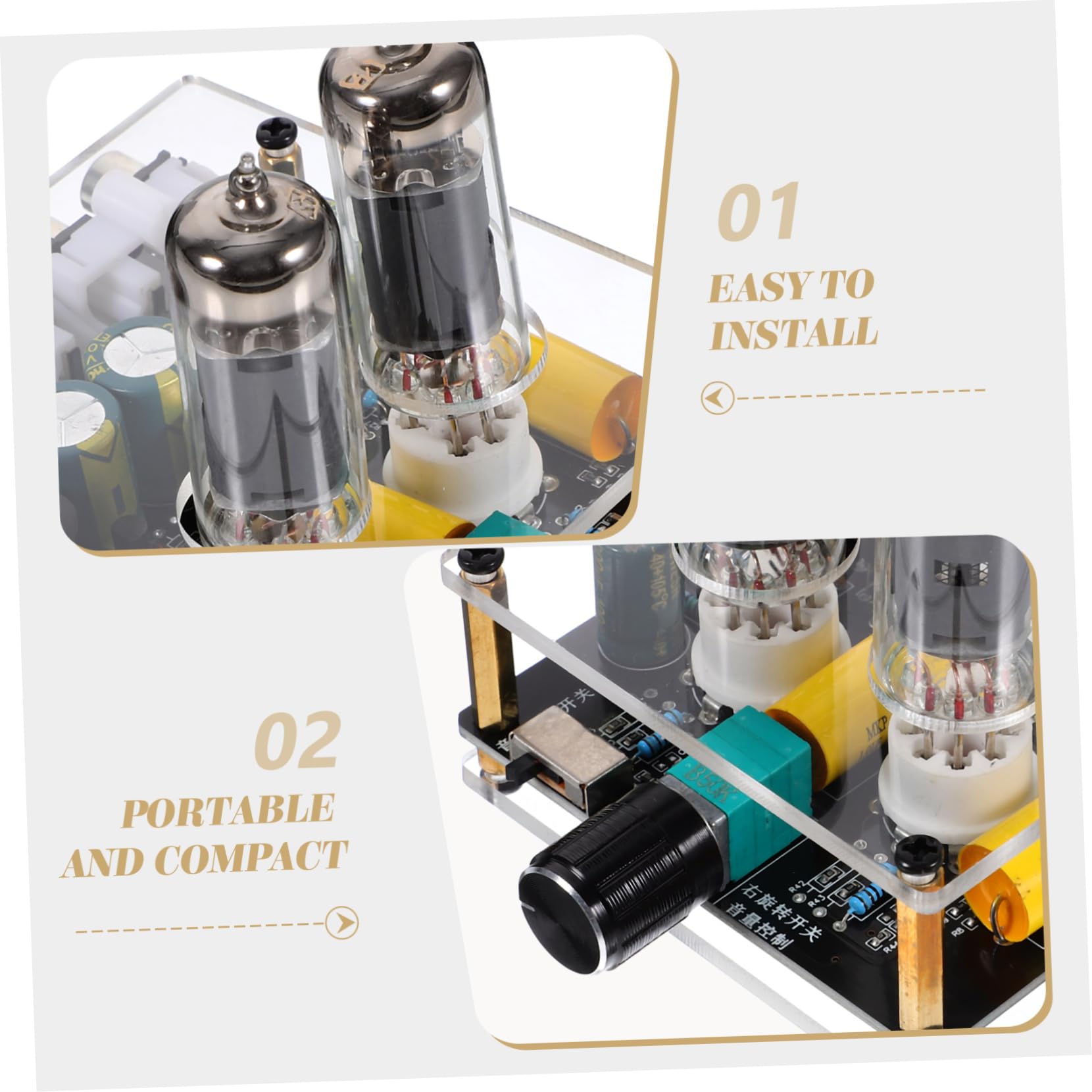 Preamplificatore Valvolare Phono Portatile Funzione Preamplificatore in Vetro e Abs per Sistemi Home Theater Fai-da-te e Arredamento Moderno