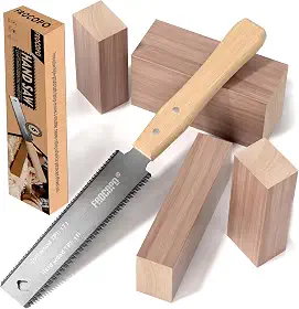 Frocopo Serra Manual de Madeira, 15 cm, Lâmina Flexível de Borda Dupla, 17/11 TPI, Corte Nivelado Japonês, Cabo de Madeira Antiderrapante, Afiado