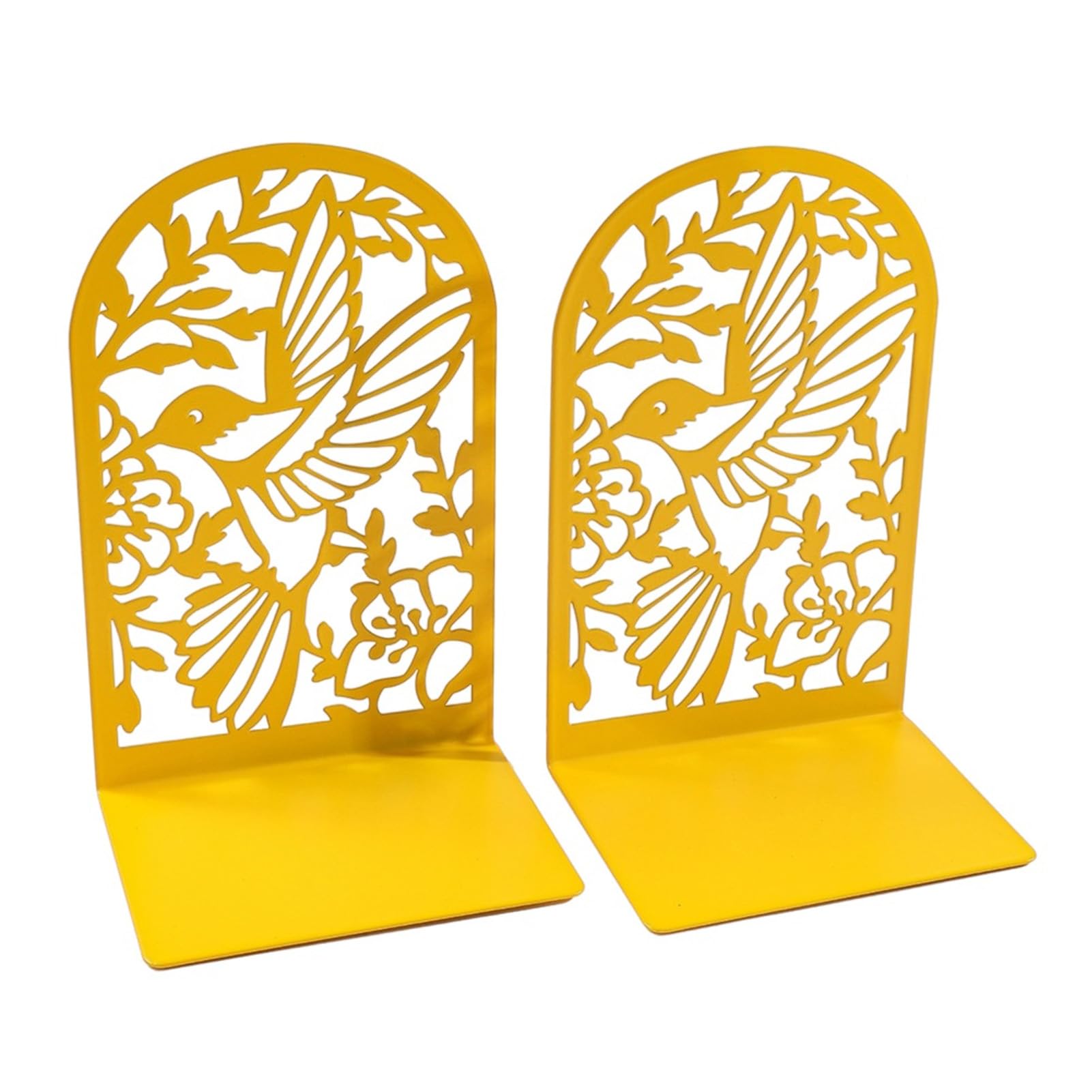 Glifora 1 Pair Metal Hummingbird Bookends for Shelves - Decorative Book Ends Stoppers for Office, Desk and Shelf, Non-Skid Book Holder Organiser for Office and Library