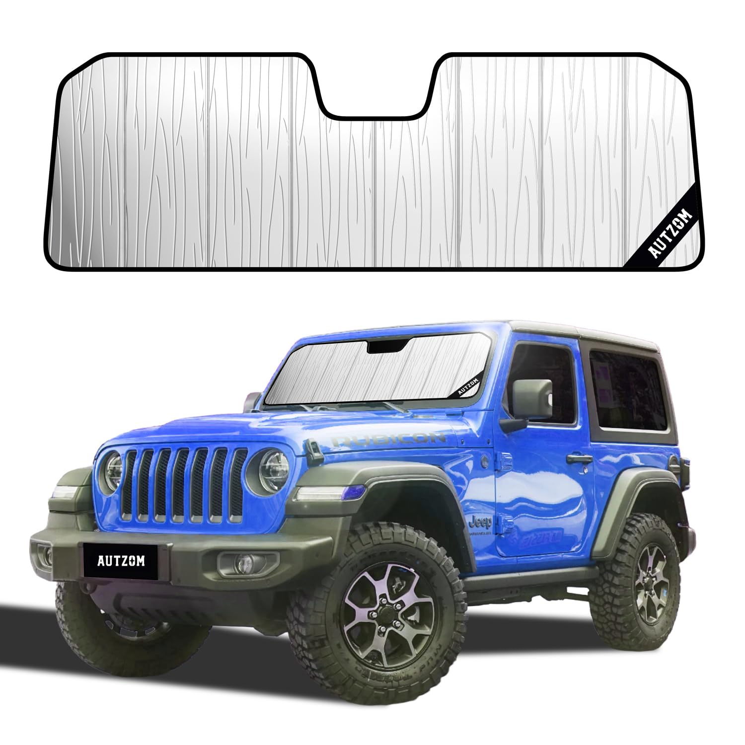 Windshield Sun Shade for Jeep Wrangler 2018-2026, Gladiator 2020-2026, Custom-fit Windshield Cover, Protect Dashboard, Foldable Car Window Shades – Wrangler & Gladiator Accessories
