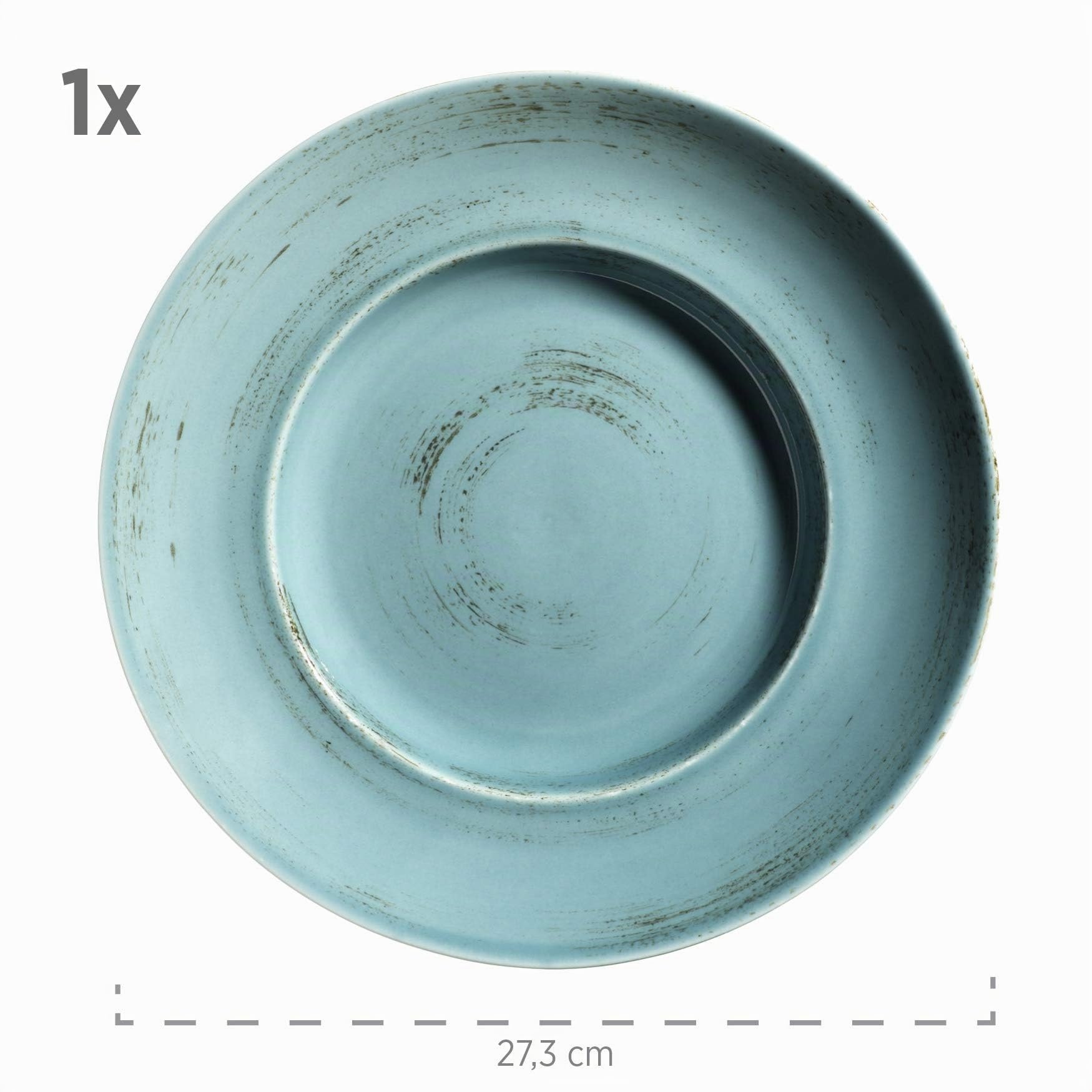 Mäser Pastateller-Set, Durable Porzellan DERBY, Weiß, Beige, Grau, Blau