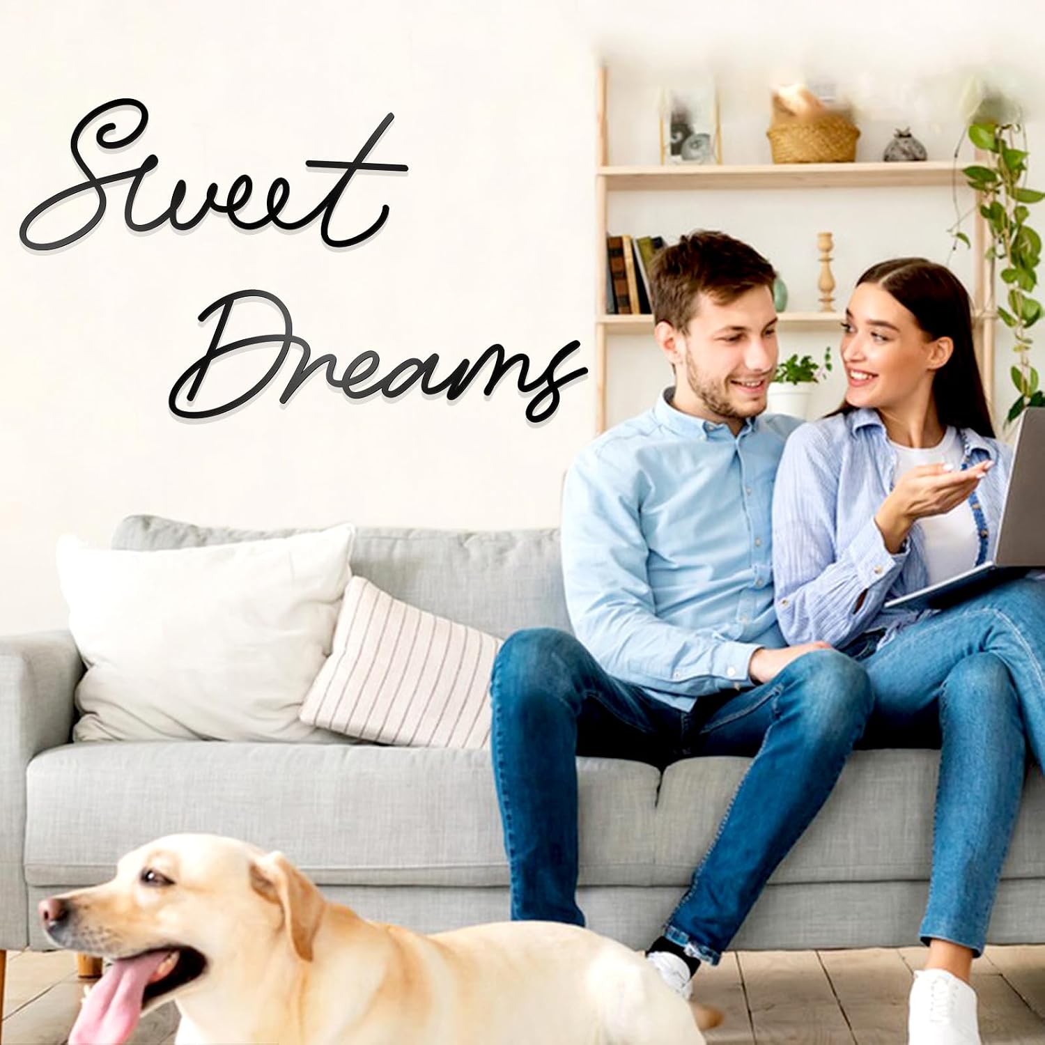 Sweet Dreams Metal Bedroom Wall Decor, Black,Farmhouse
