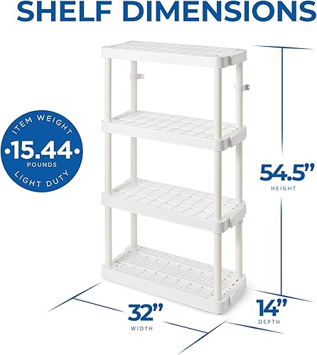 Miniatura 3 de Gracious Living Estantería de servicio mediano ventilada ajustable de 4 estantes de 14 x 32 x 54.5 pulgadas, sistema organizador para el hogar,