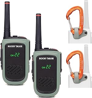 Rocky Talkie Expedition 5 Watt Radio with Climbing Rated Carabiner Attachment - GMRS Radio with IP67 Waterproofing, Long Range Walkie Talkie, NOAA Weather Alerts, 5 Day Battery Life, 2 Pack