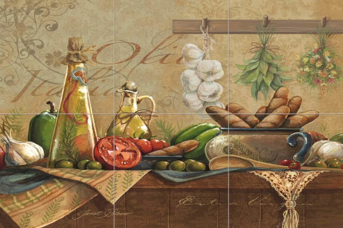 Ceramic Backsplash Tile Mural Kitchen Kitchen - Olio d Olive - Janet Stever