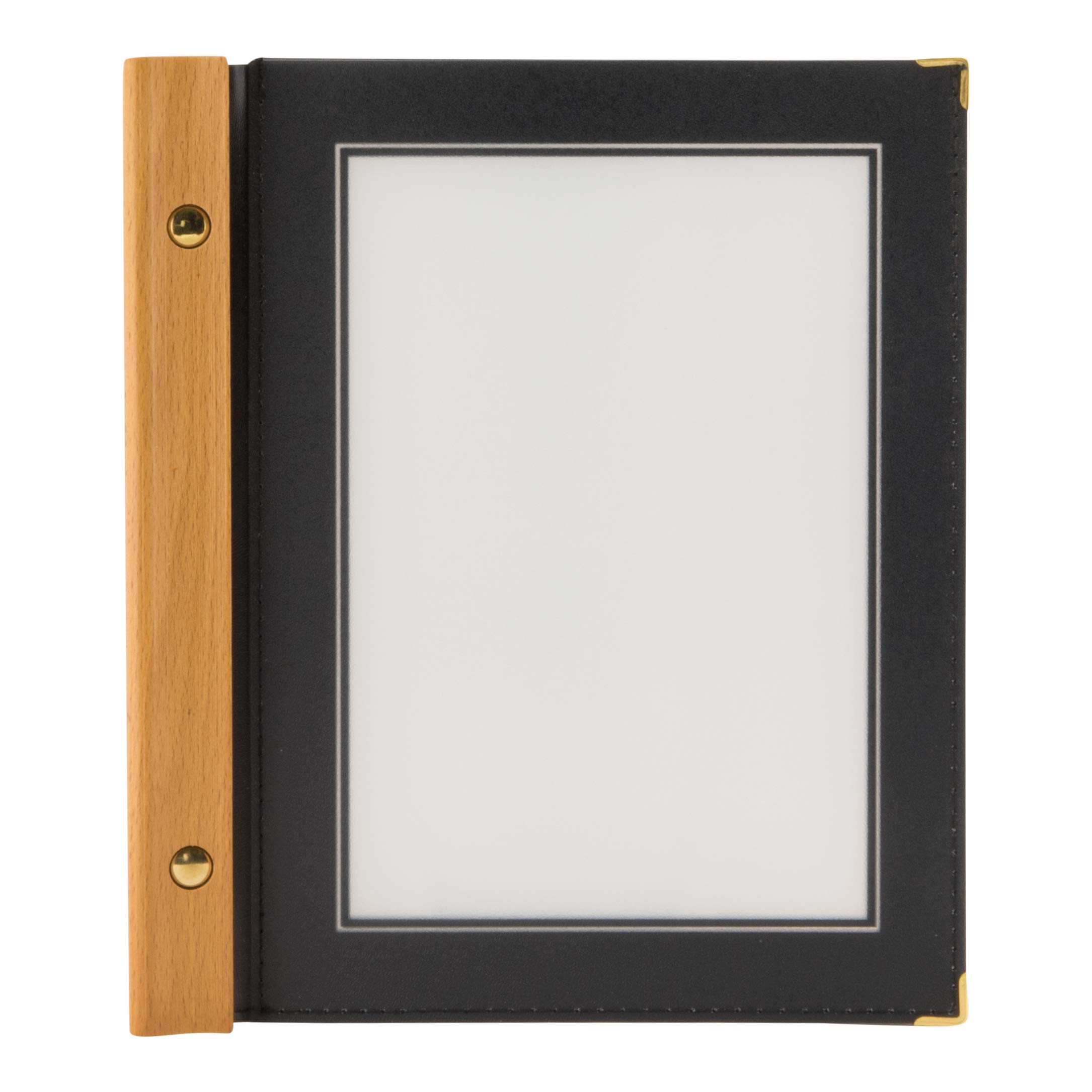 Securit A5 Wood Range Menu Card with 2 Inserts, Black