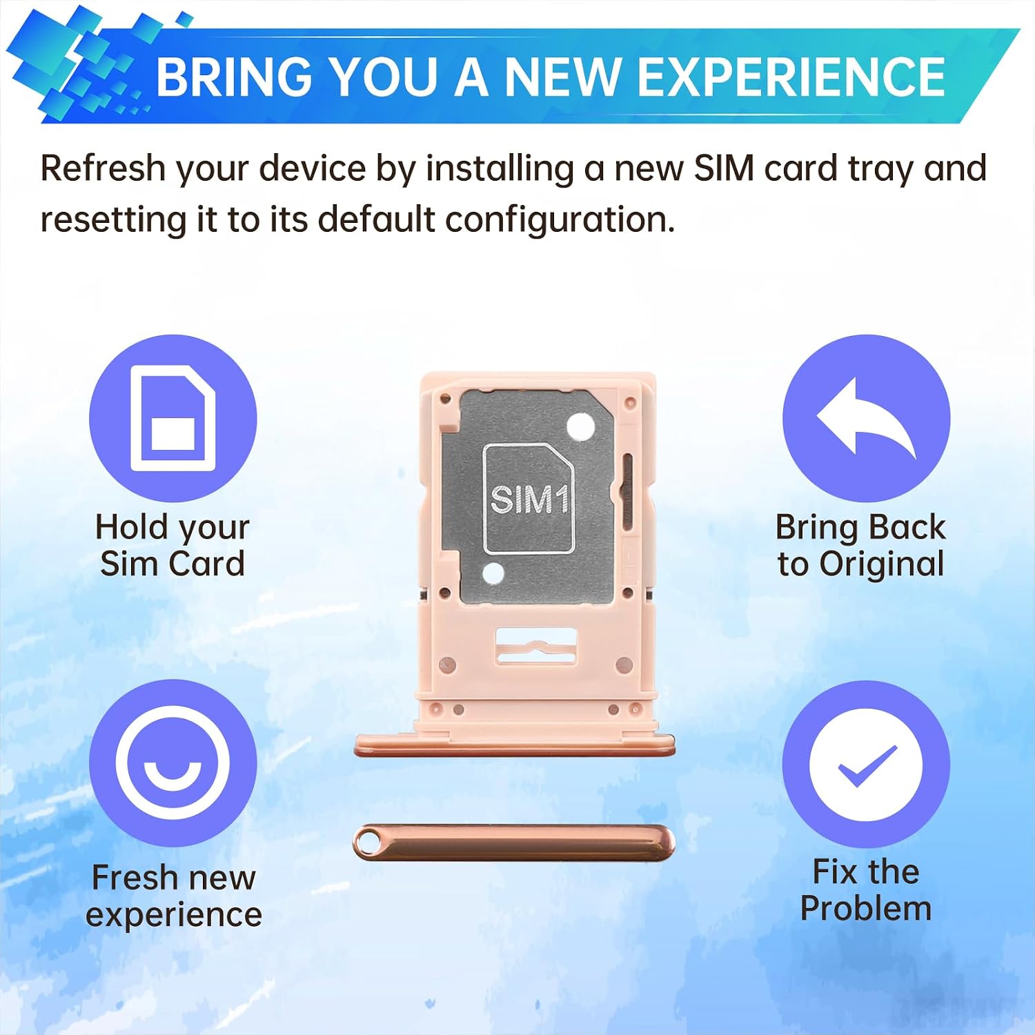 Sim Card Tray Replacement for Samsung Galaxy A53 5G Peach | Card Tray Slot Holder Bracket Adapter Single SIM Version with Needle Ejector for A53 5G SM-A536U SM-A536U1