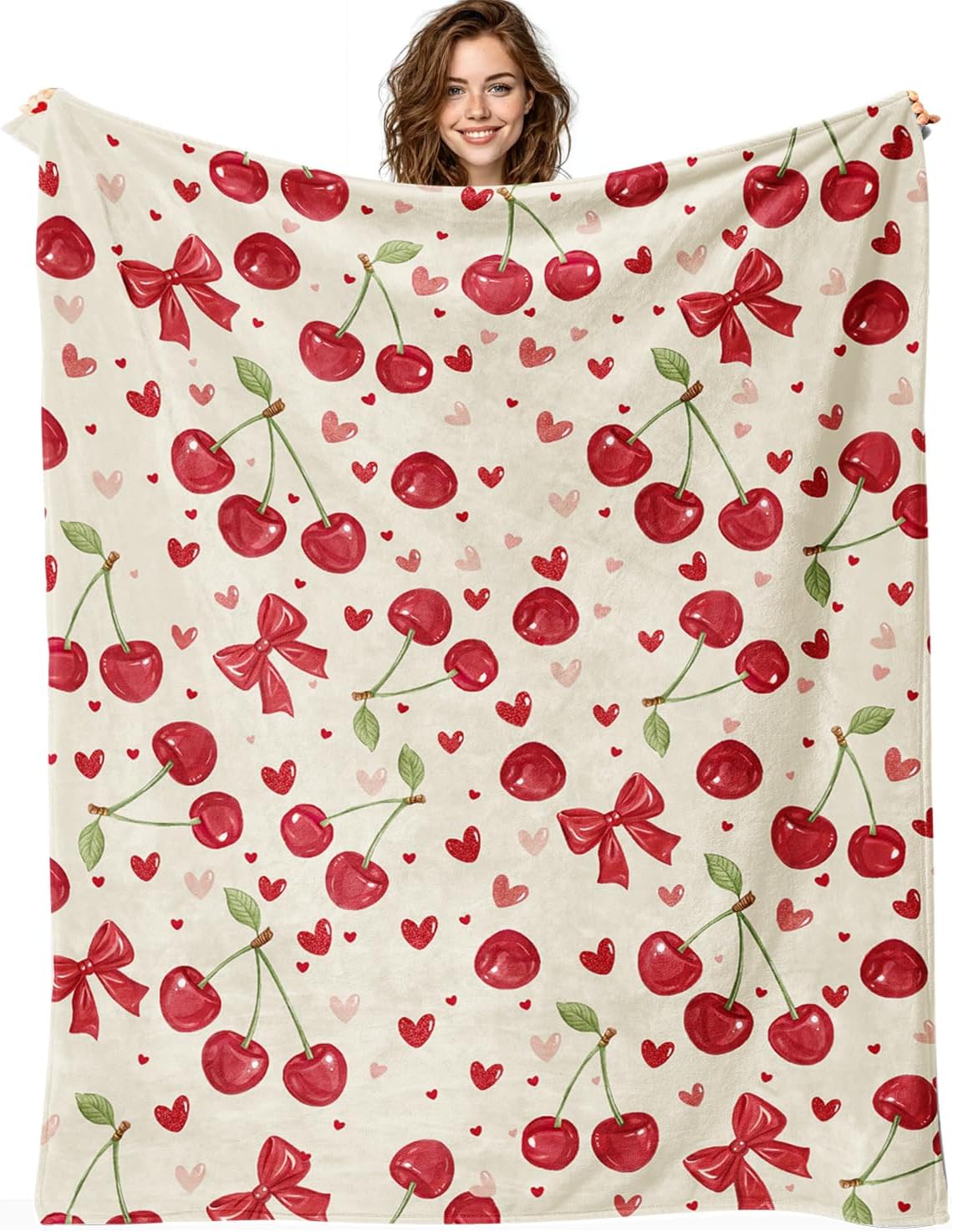Cherry Blanket Cherry Throw Blanket Super Soft Plush Flannel Bedding Gifts for Boys Girls Men Women Lovers Adults Stuff for Sofa Bed Room Decor 40"X50" - Image 2