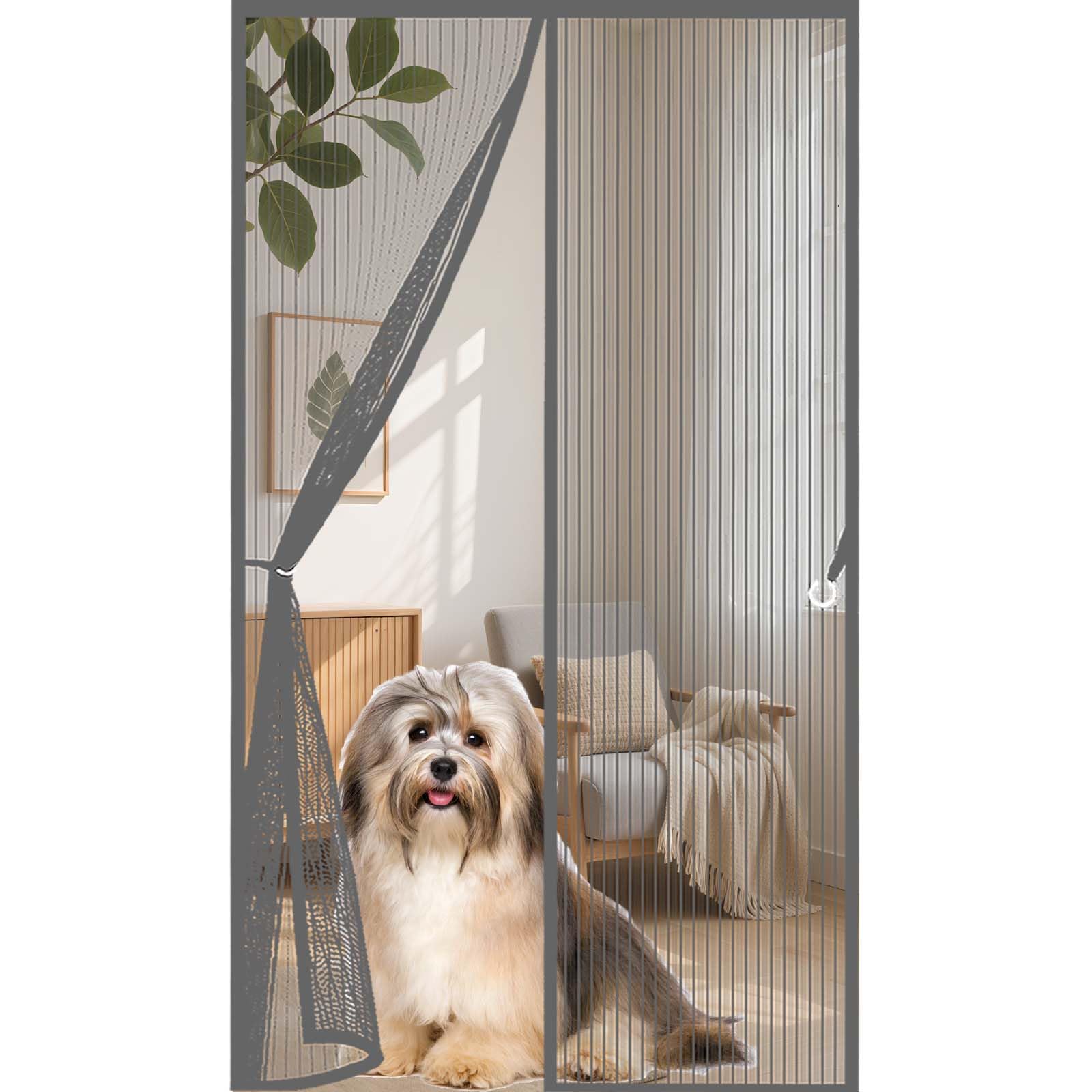 Feijdon Grey Fly Screens For Doors 130X195cm(Widthxhigh) Durable, Keeps Bugs Out, Kid And Pet Friendly Fly Screen Door Mesh Screen Curtain Hundreds Of Sizes, Lets Fresh Air In,