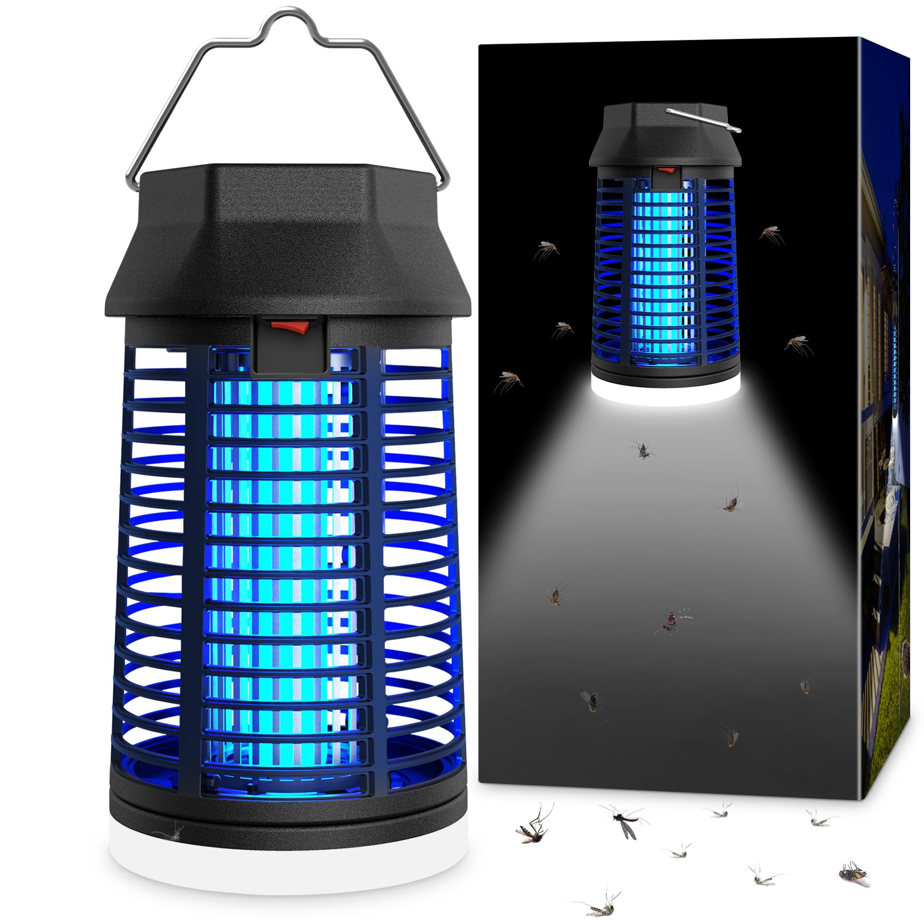 seenlast Insektenvernichter Elektrisch, Mückenlampe 15W 4200V Mückenfalle Mückenschutz Mit LED-Licht, Fliegenfalle Elektrisch Mückenabwehr, für Mücken,Motten,Fliege,Spinnen, Wasserdicht IPX4