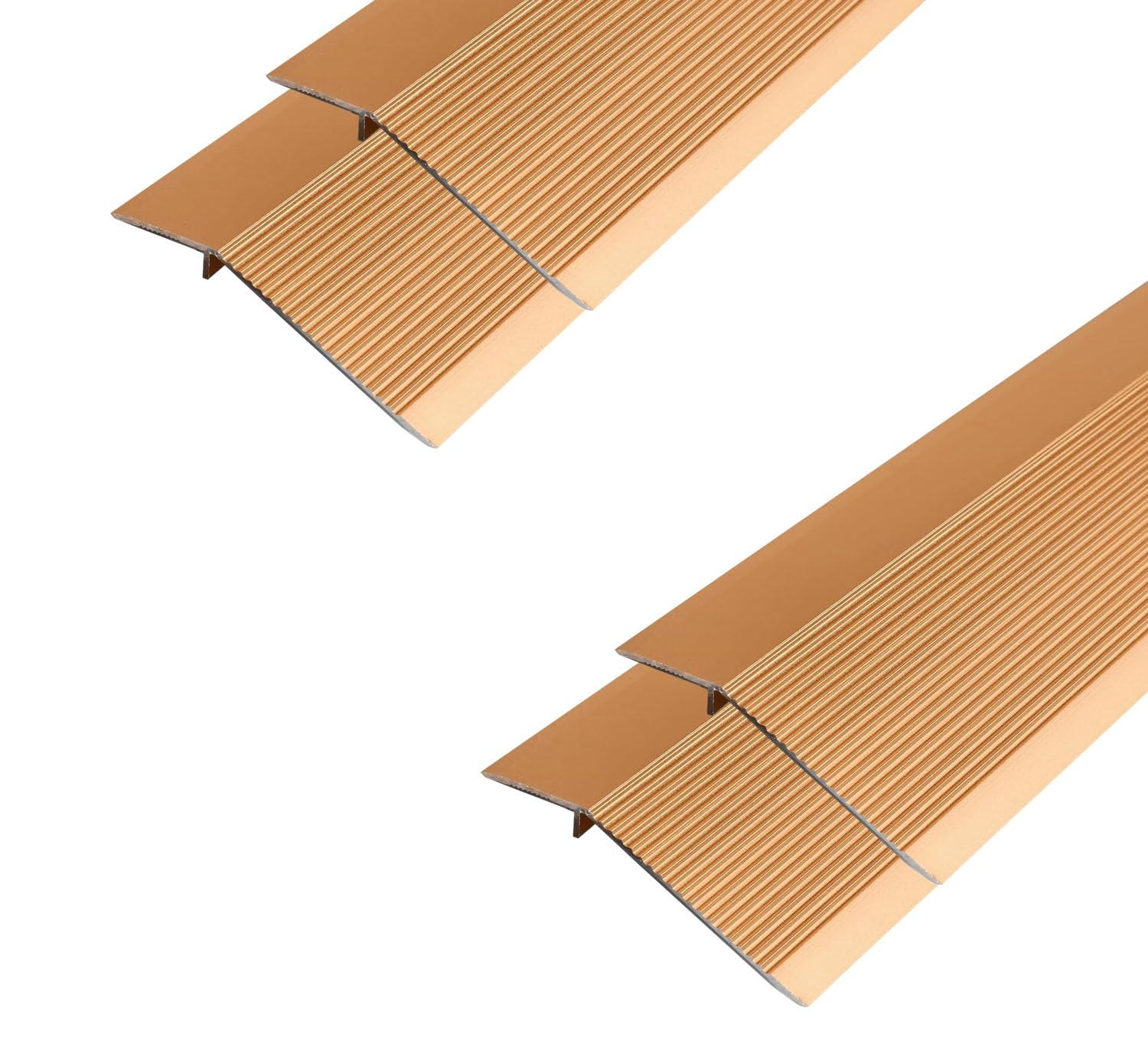 4 Pack Aluminum Floor Transition Strip Door Bar,Floor Bar for Doorways Threshold Ramp Tile Laminate Planks,Suitable for Height Difference 2cm(Copper Gold,0.9m × 7cm)