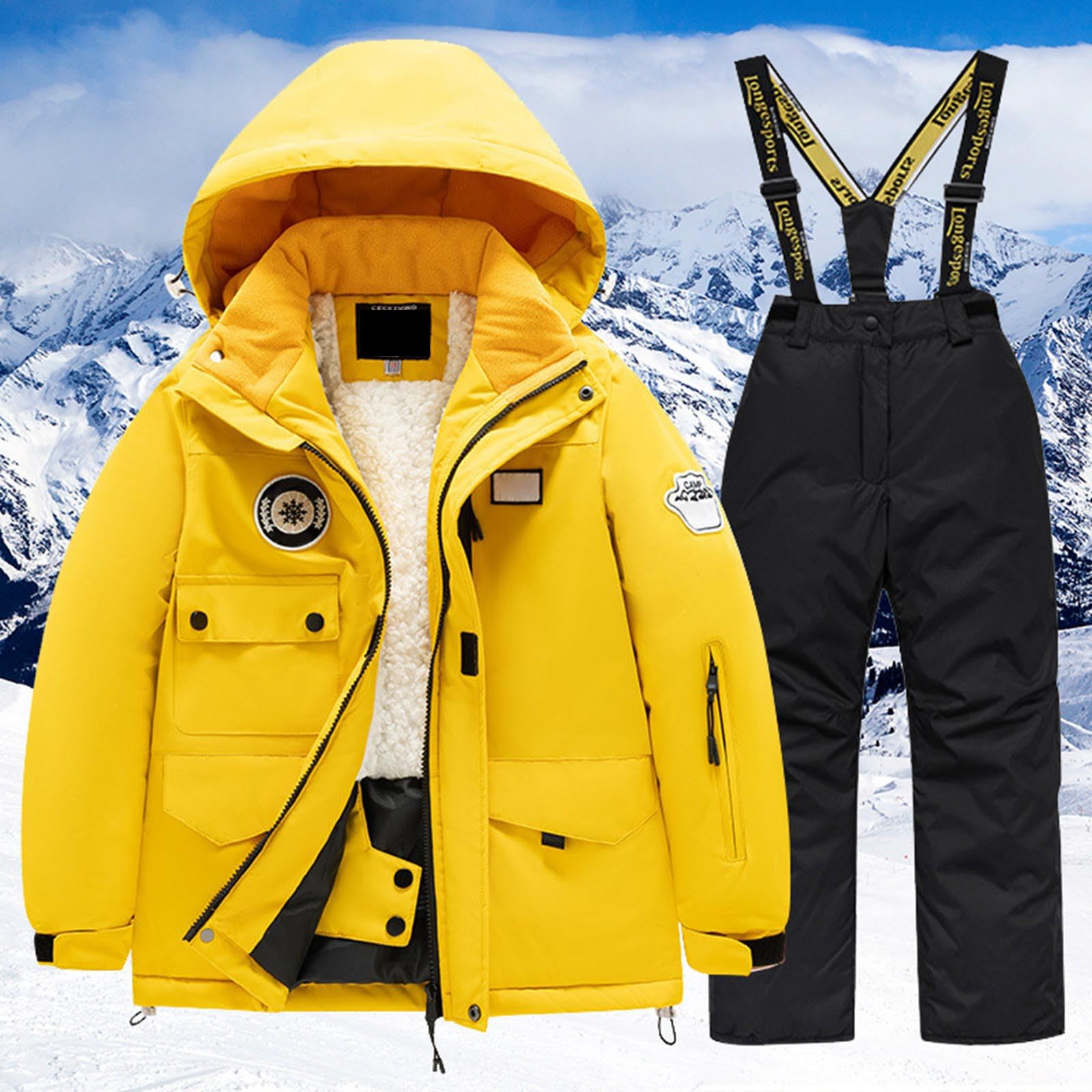 Abitini per Bambina Tuta da Sci per Bambini in Pile Giacca Multitasche e Pantaloni per Bambini Inverno Windbroof Snowboard Tute da Neve Calde Invernali Unisex