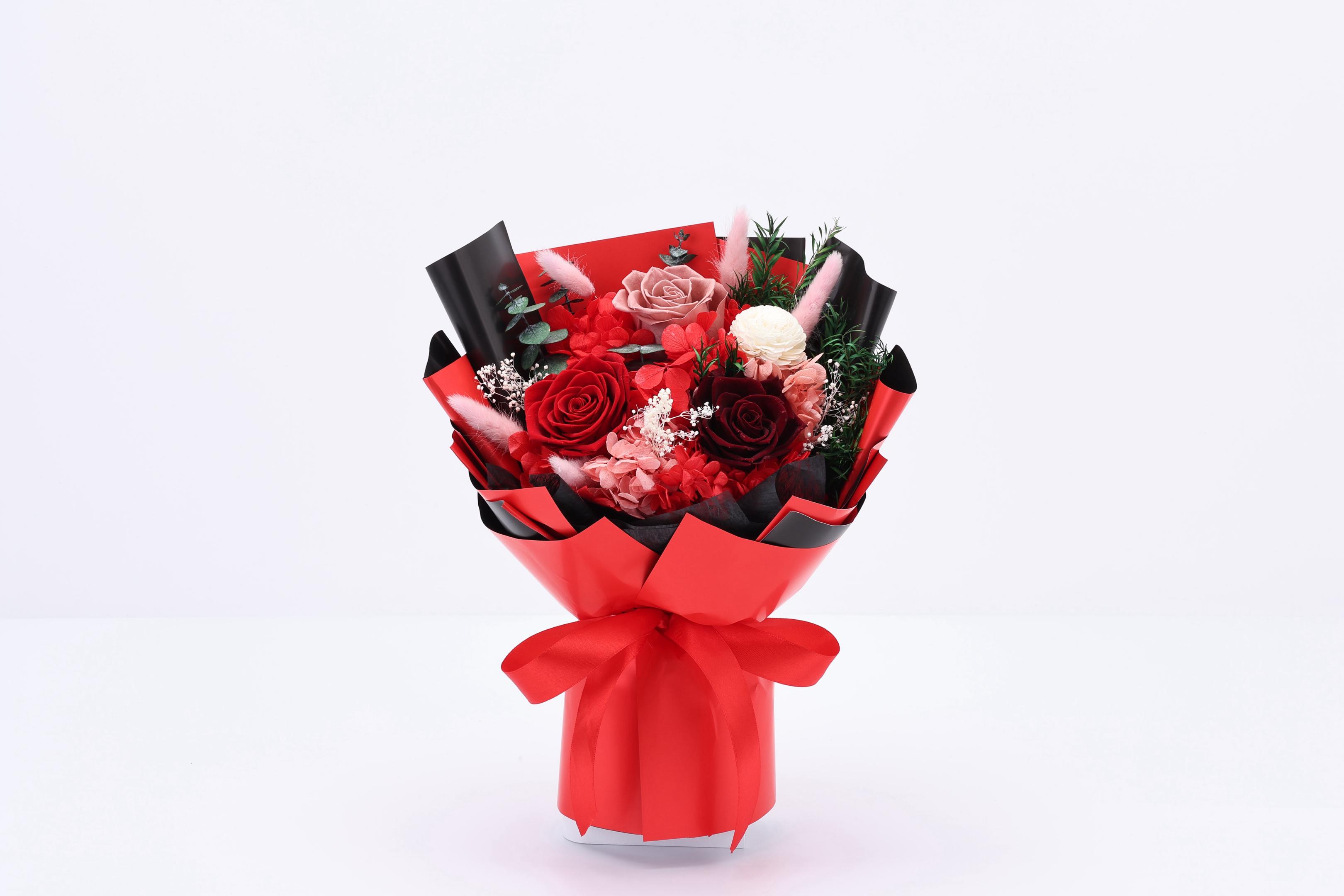 Bouquet de Rosas Preservadas con Flores Eternas miniatura 7