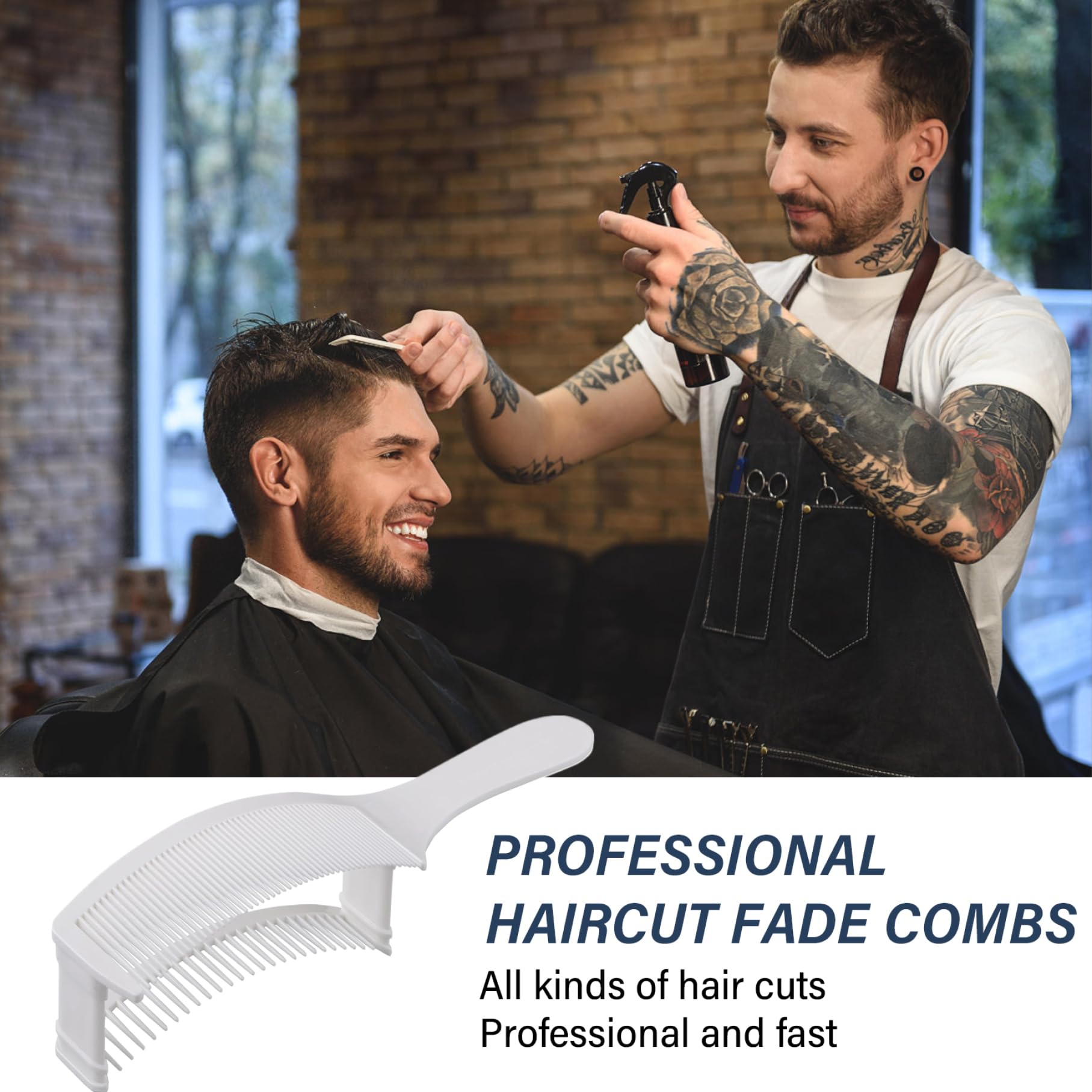 Pettine per dissolvenza per taglio di capelli da uomo, pettine per dissolvenza regolabile con posizionamento curvo, strumento professionale per capelli veloce e conveniente per uomini e donne, tagli
