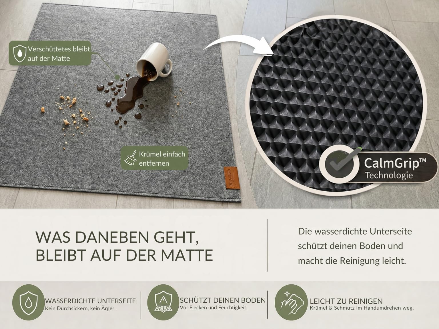 Bodenschutzmatte für Bürostuhl aus Vlies, 90x140, schützt Böden, rutschfest | Bürostuhl Unterlage aus Vlies · Anthrazit · wasserdichte Unterseite · für Parkett, Laminat und Vinyl · Bodenschoner Bürostuhl