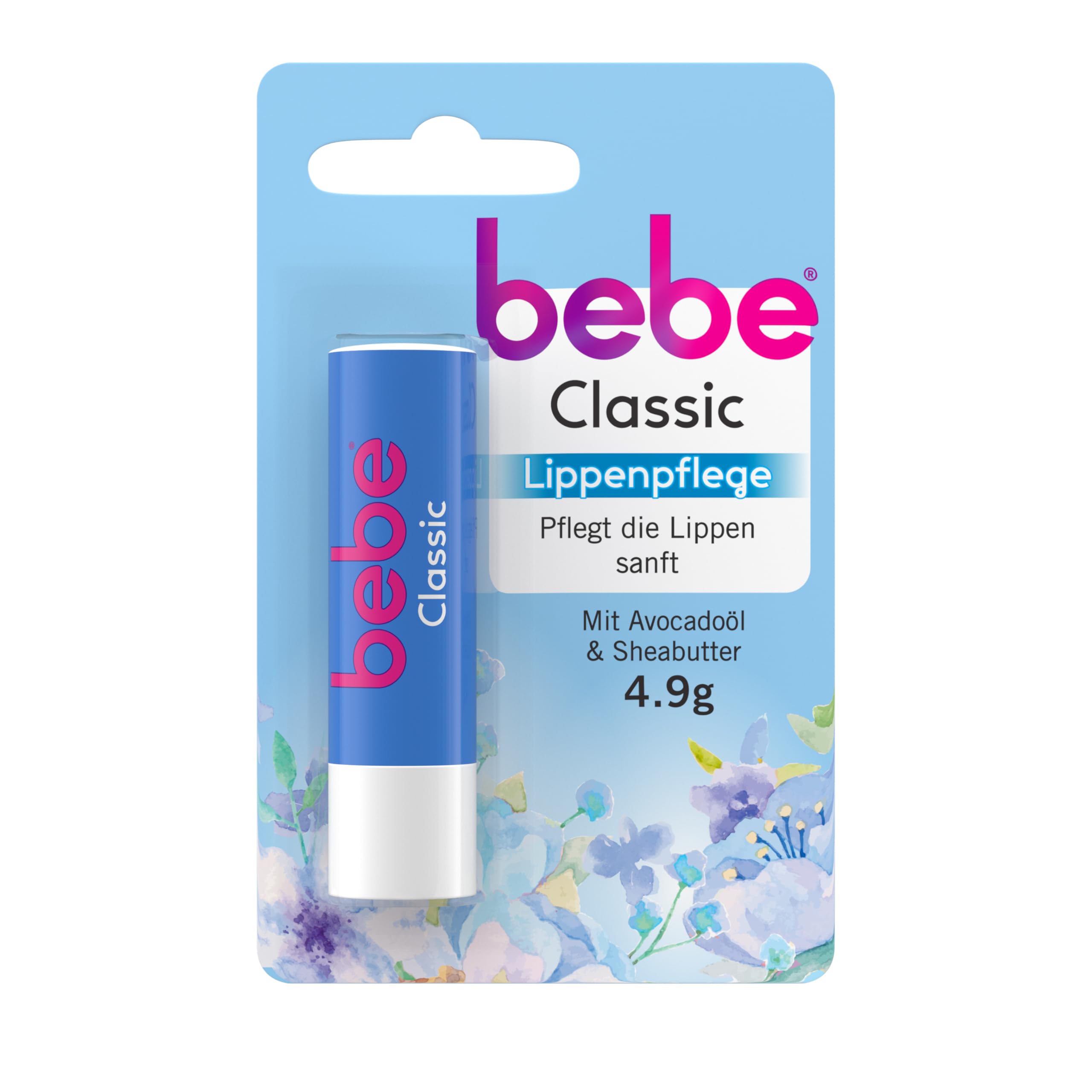 bebe Classic pielęgnacja ust (12 x 4,9 g), pomadka do ust z olejkiem z awokado i masłem shea, delikatnie pielęgnuje usta dzięki 98% składnikom naturalnego pochodzenia i bez olejów mineralnych
