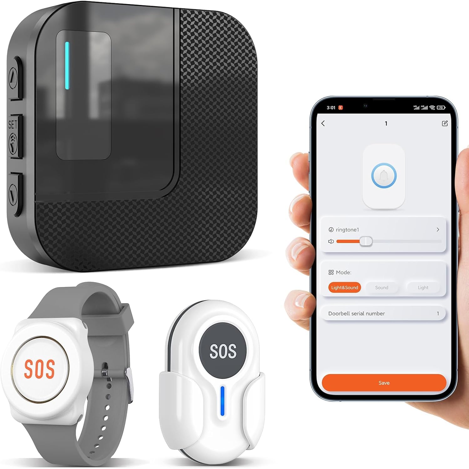 Daytech WiFi Tuya Avisador Personas Mayores,Boton Emergencia Ancianos,Boton Llamada Emergencia,Ideal para Seres Queridos Que Necesitan cuidados en casa (Negro 2-1)