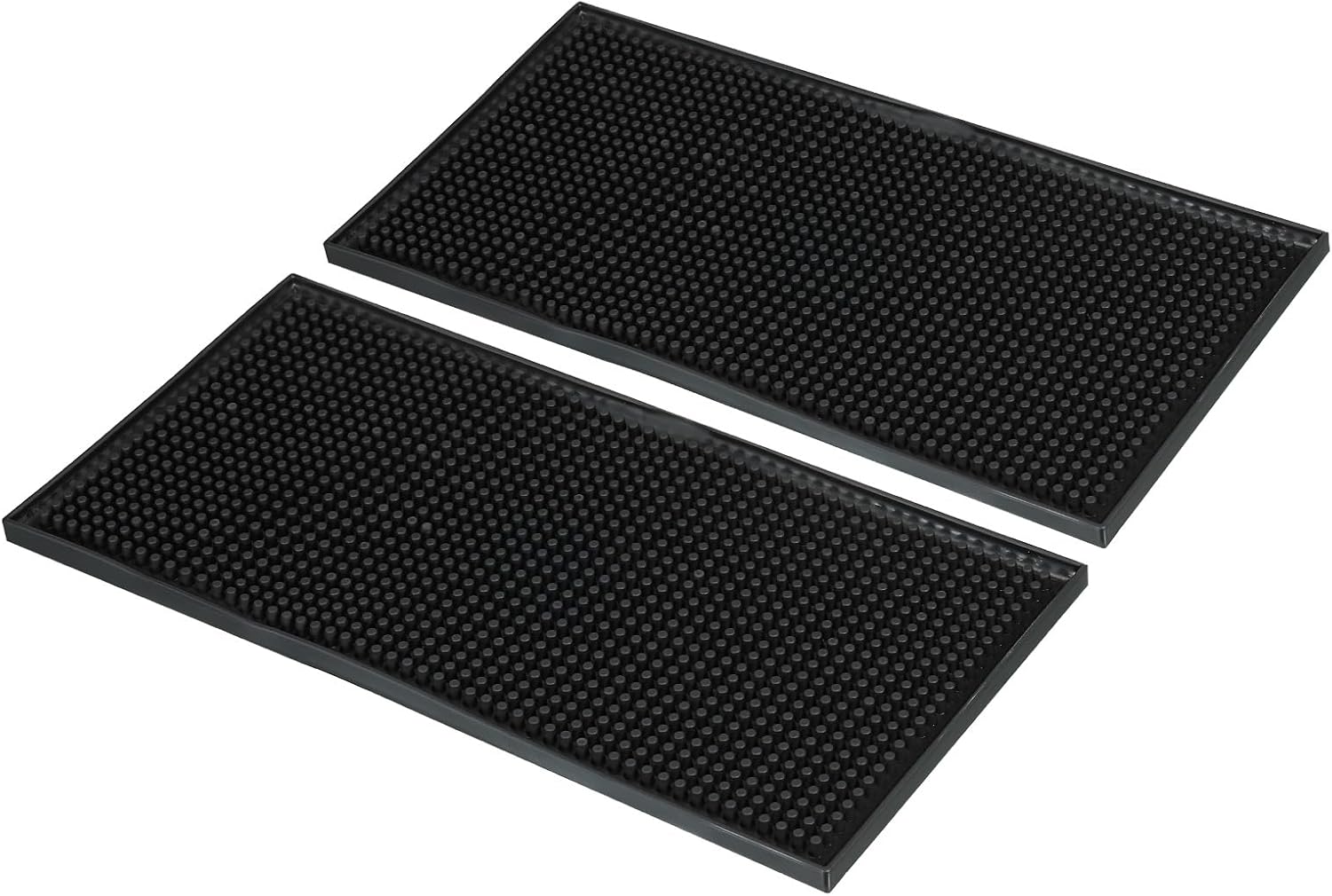 PATIKIL 12" x 6" x 0.4" PVC Bar Mats, 2 Pack Non-Slip Bar Service Cup Mat Countertop Spill Mat for Kitchen Restaurant Bar KTV Counter Barber Station Mat for Hair Salon, Black