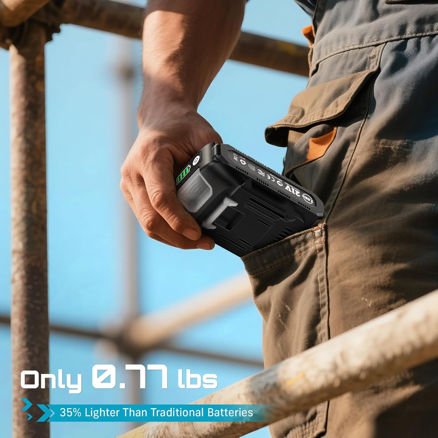 Seesii 21V 2000mAh Original Rechargeable Battery, Compatible with All Tools, Impact Wrench, Mini Chainsaw, Pole Saw, Pruning Shears, Long-Lasting Battery Life, Safe and Fast Charging