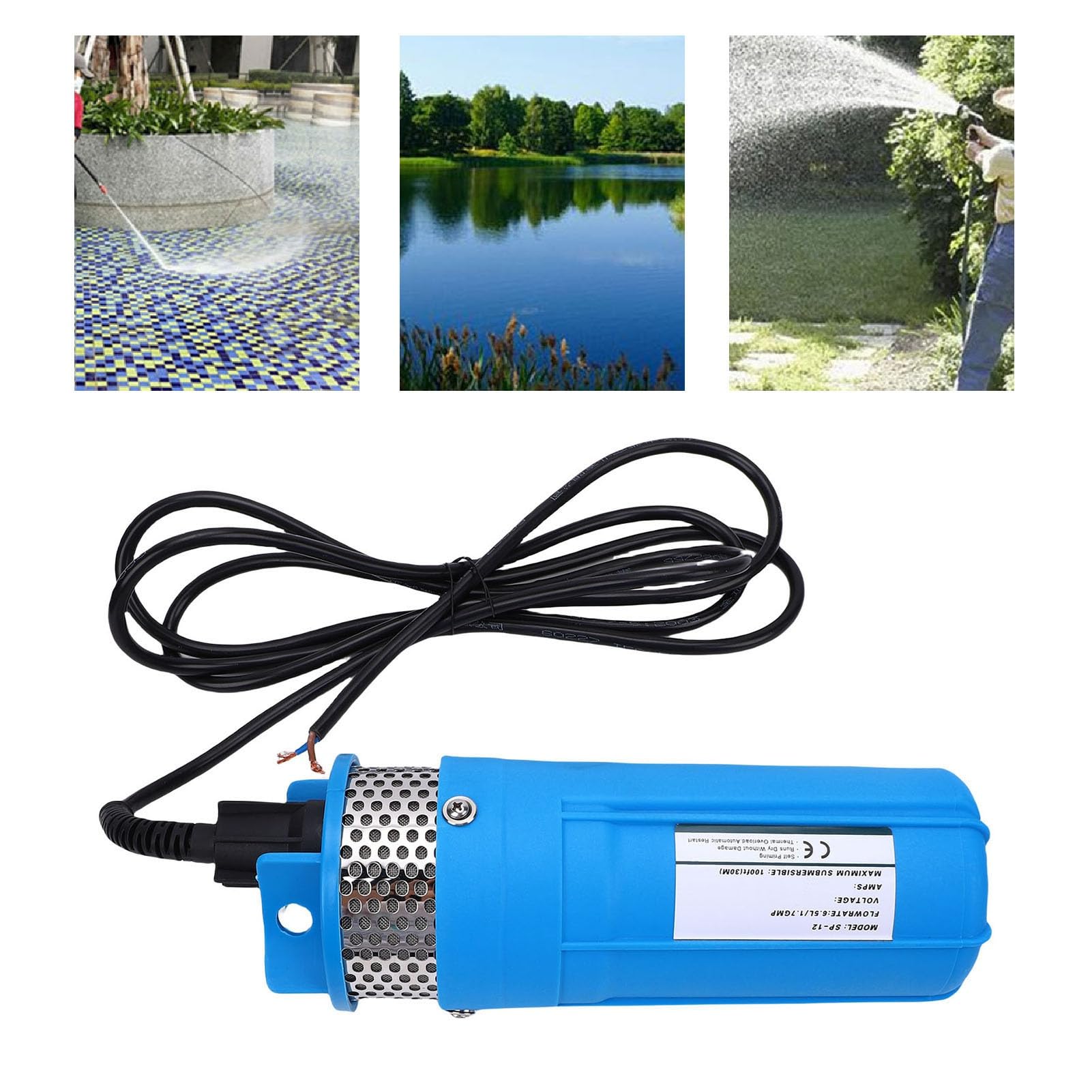 Bomba de pozo profundo sumergible solar de alta eficiencia de 96 W, velocidad rápida para riego de jardines (CC 24 V)