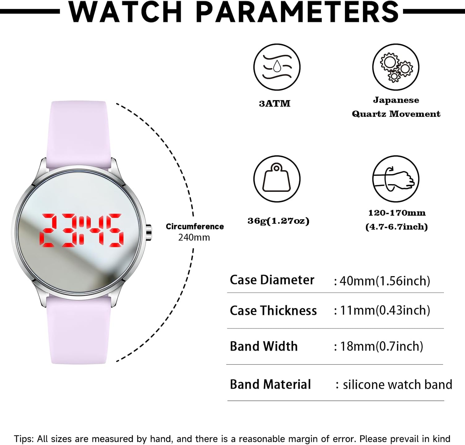 Bisley Women Digital Watch LED Display Make Up Mirror Water Resistance Large Face - Image 3