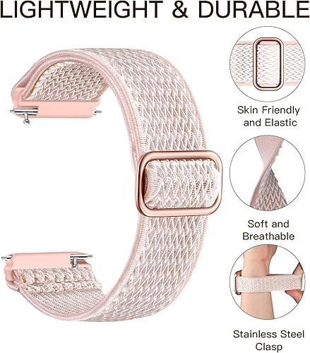 Vista 62 de Maledan Paquete de 3 correas elásticas Solo Loop compatibles con Fitbit Versa 2, para mujeres y hombres, correa de reloj deportiva de nailon suave