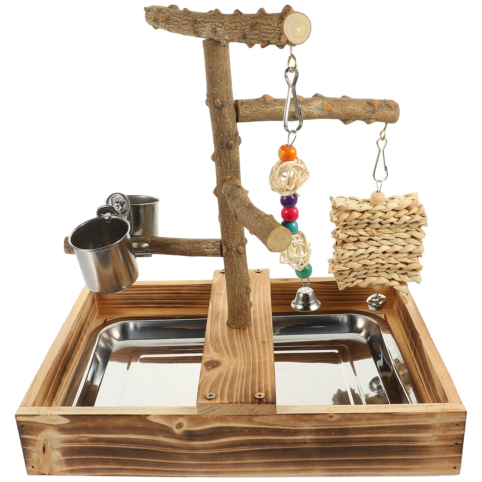 HEMOTON De Entrenamiento De Madera para Loros Juguete Interactivo para Periquitos Soporte Resistente para Cacatúas Jaula Entretenimiento para Pájaros Casa