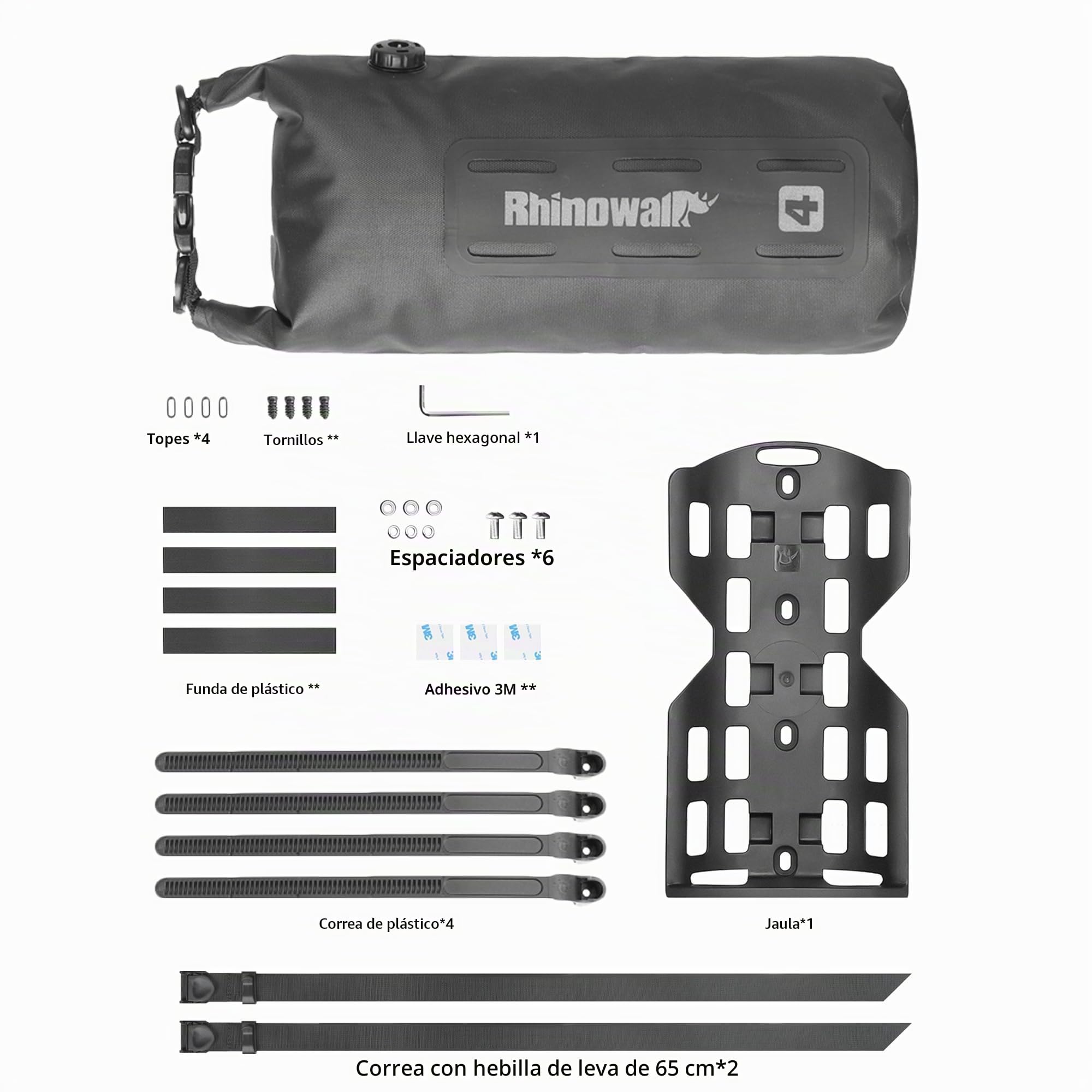 Rhinowalk Alforja para bicicleta impermeable 4/7 L delantera para portaequipajes, bolsa de horquilla enrollable frontal