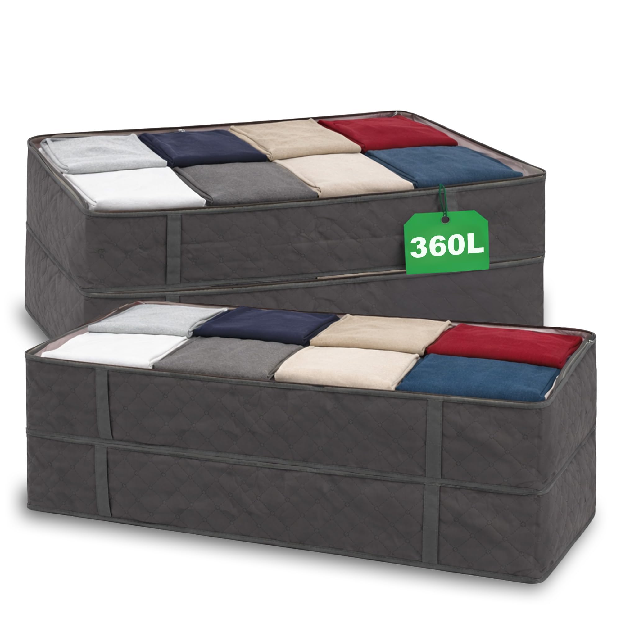Libbi Lou Set of 4 Underbed Storage Bags – 90L Foldable Fabric Organisers with Clear Window & Handles – Compact Storage Boxes for Clothes, Bedding & More – 100x50x18cm
