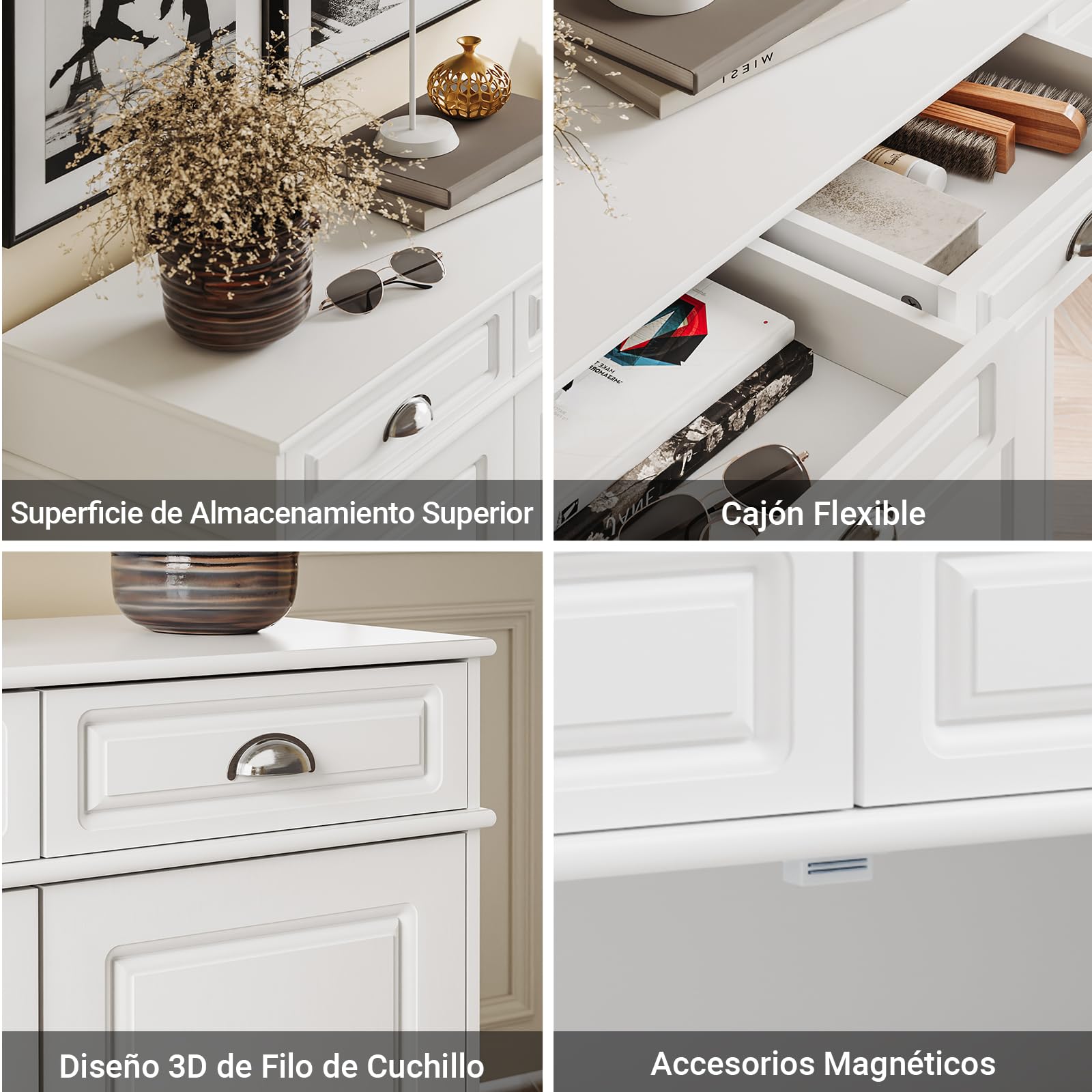 SoBuy Zapatero Entrada recibidor 80x35x82cm para recibidor | Mueble zapatero para 12-15 pares con 2 cajones, MDF E1 FSC, diseño francés blanco FSB104-W