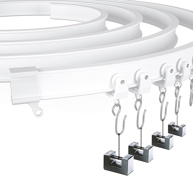 Yuzzy 5 Meters Ceiling Curtain Track, Flexible Bendable Curved Ceiling Curtain Track, Curved Curtain Rail for Shower Curtain, RV Curtain, Room Divider, Hospital Curtain Track System.