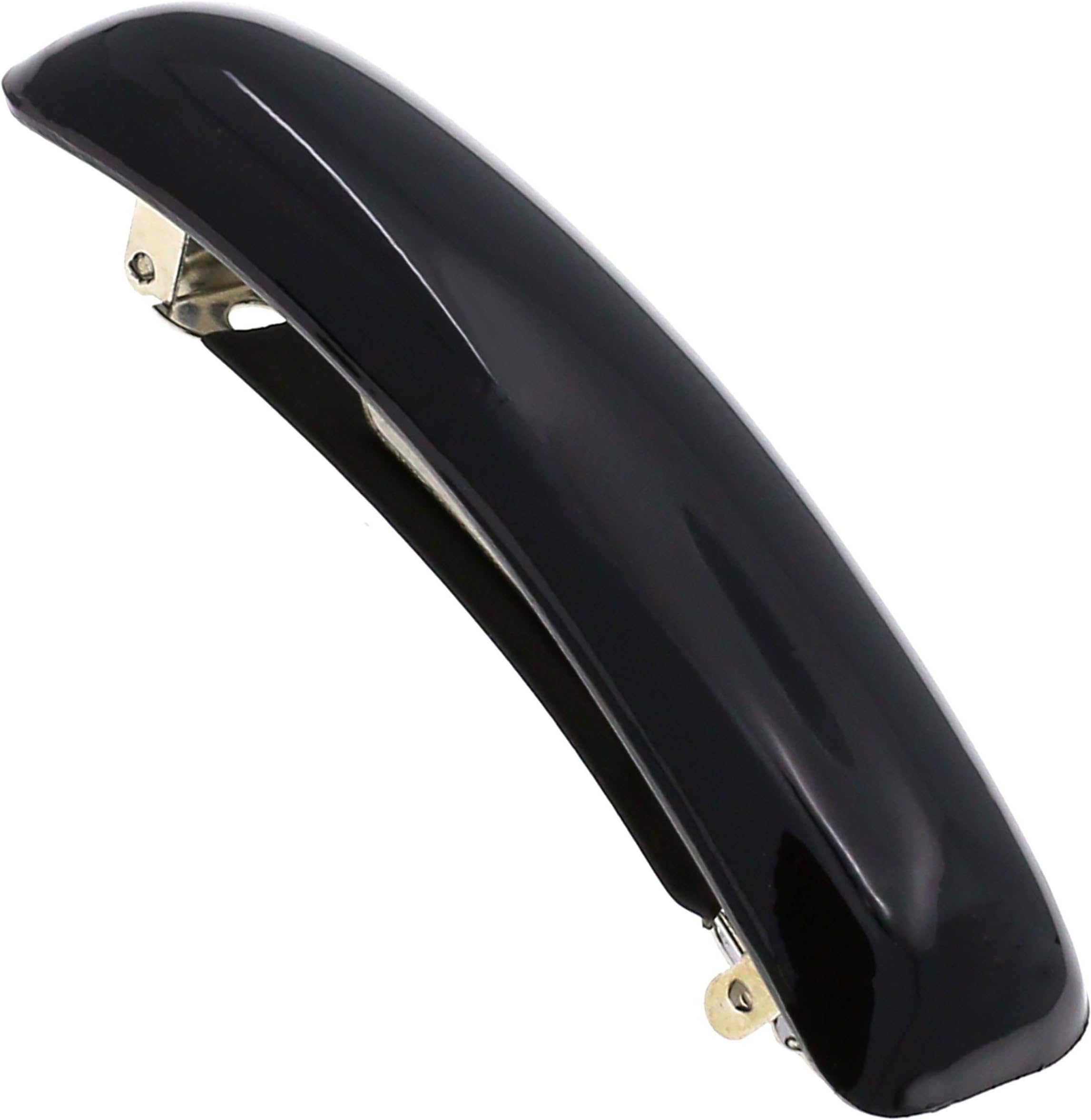 Paris CP3019 French Hair Barrette Clip for Girls, Black, Rubberized Metal Clasp Strong Hold Grip Hair Clips for Women, No Slip Durable and Styling Girls Hair Accessories, Made in France