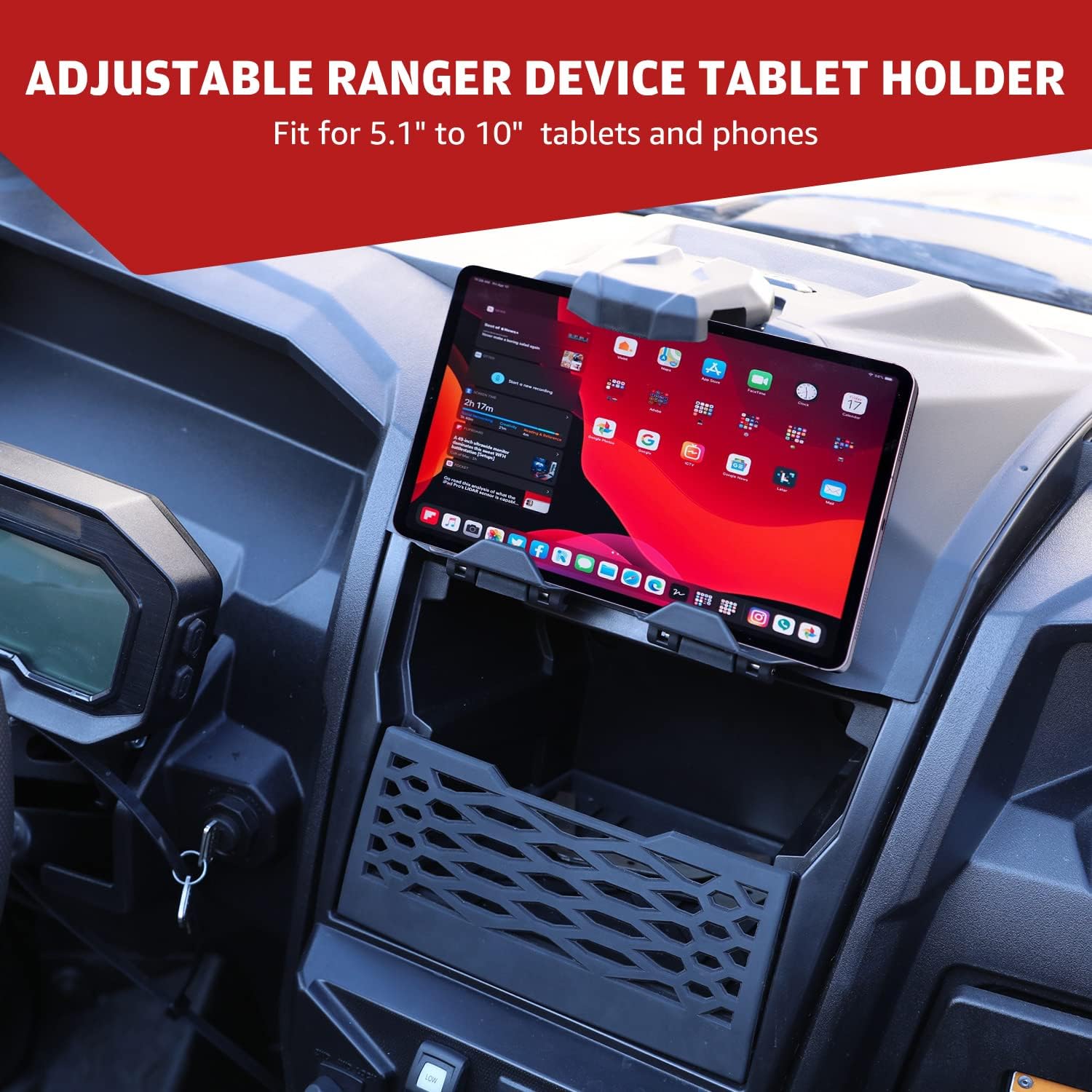 HAKA TOUGH Electronic Device Tablet Holder for Teryx KRX 1000, Phone Ipad GPS Holder Mounts with Storage Box Organizer for Kawasaki Teryx KRX 1000 2020 2021 2022 2023 Accessories,1PC